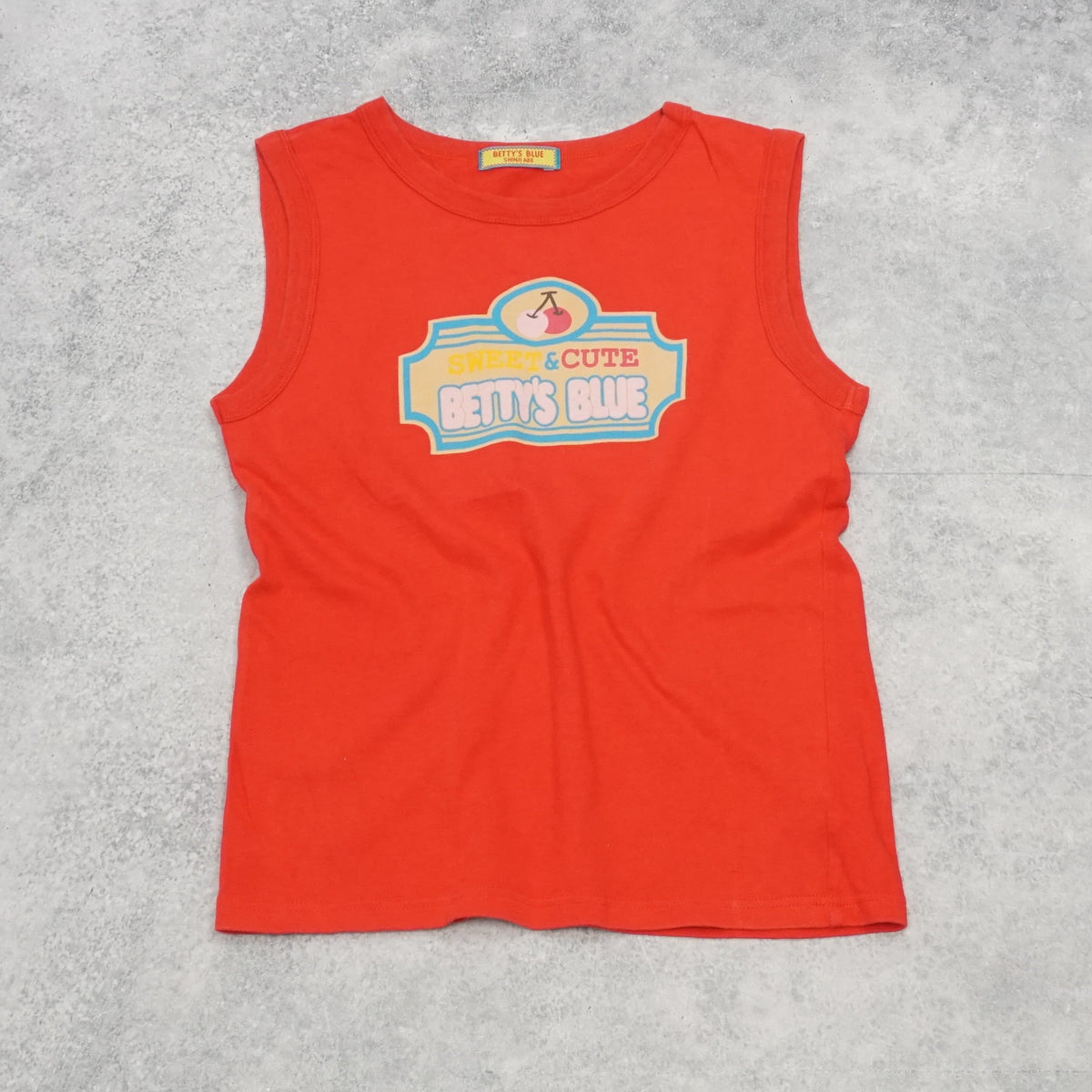 2000s Betty's Blue Graphic Cropped Top Top
