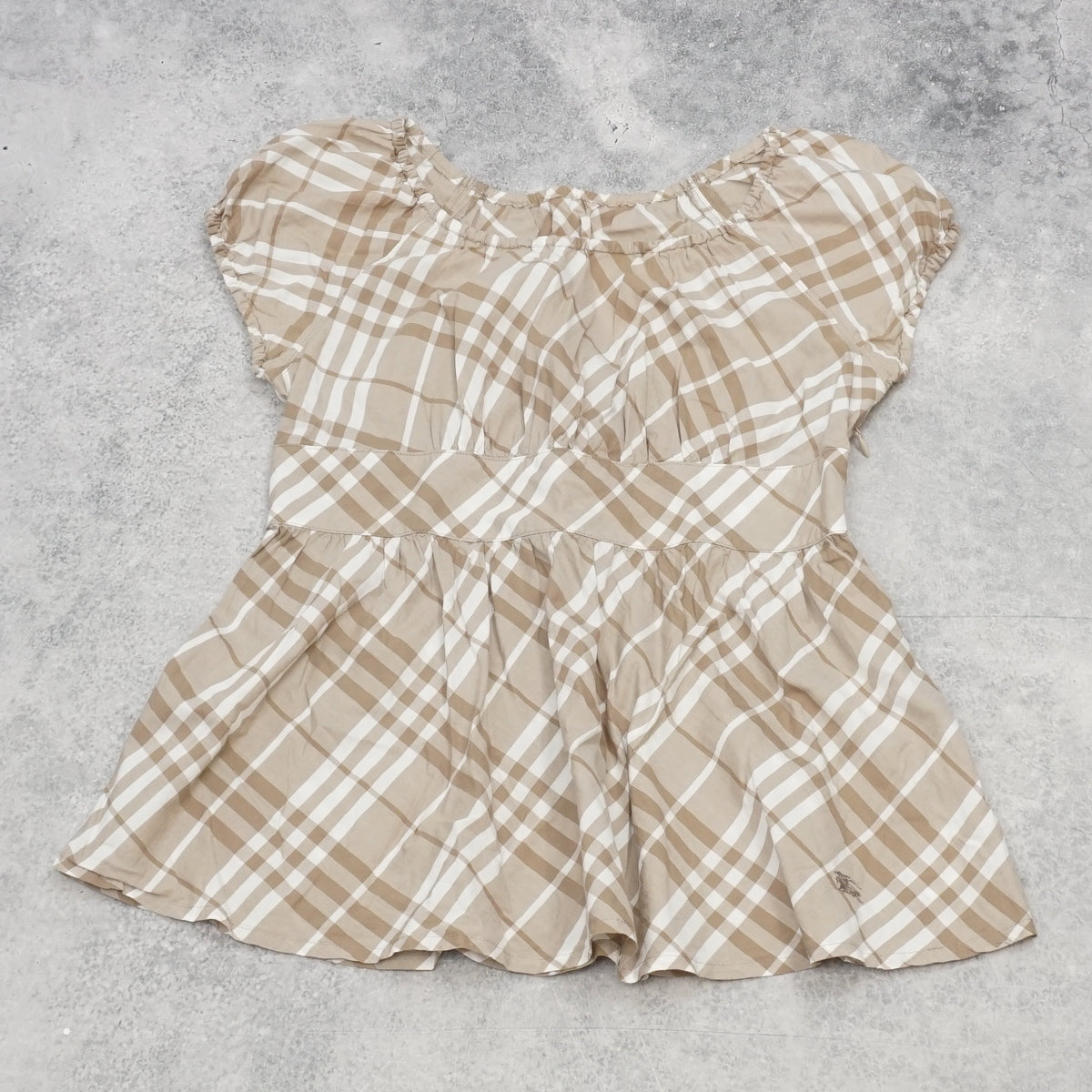 2000s Burberry Blue Label Nova Check Peplum Top Blouse
