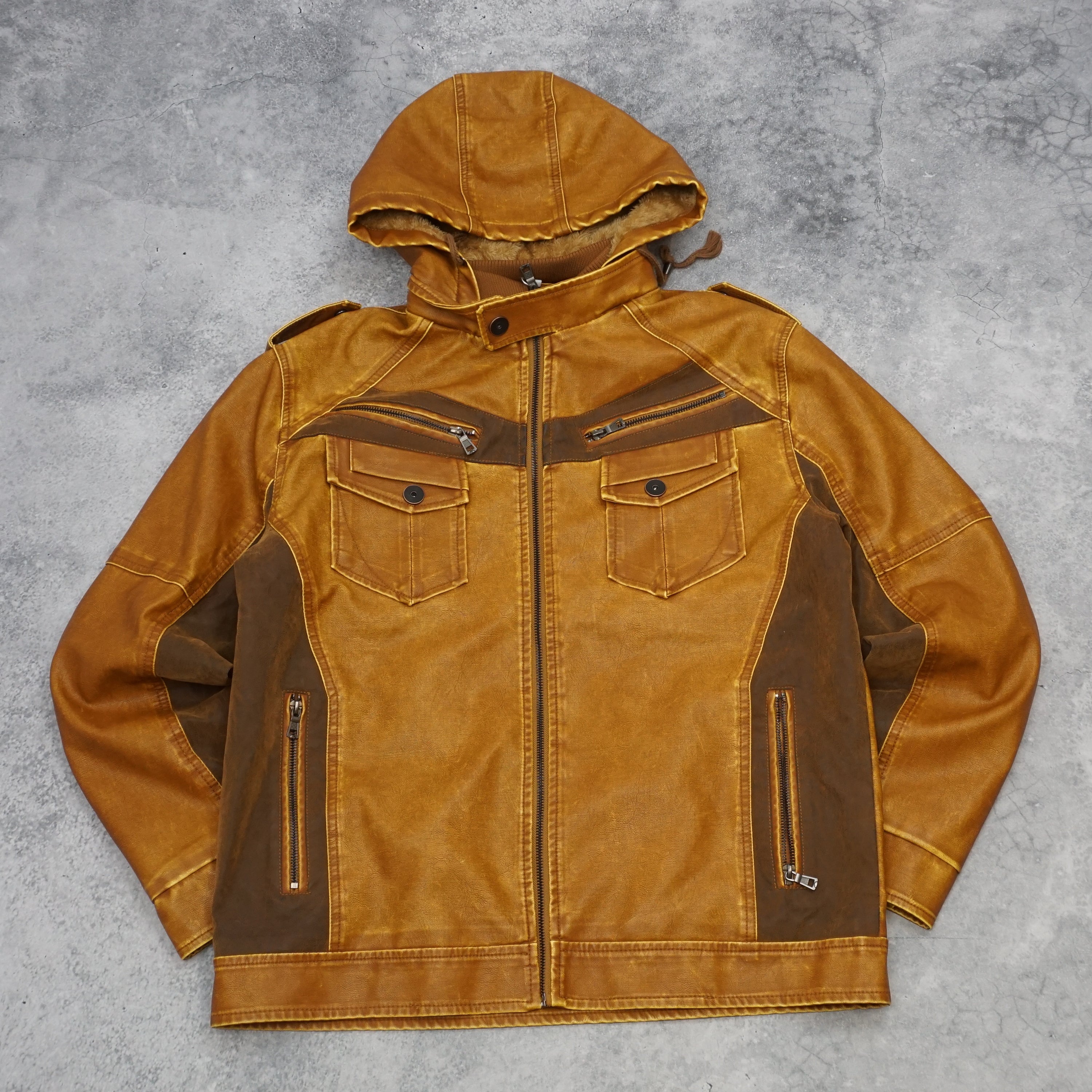 David Outwear Hooded Leather Jacket