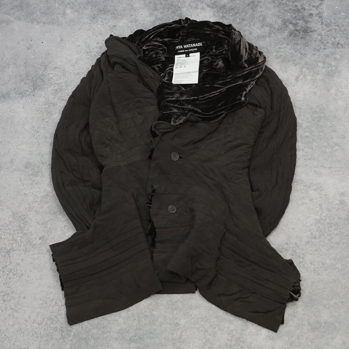 2000s Junya Watanabe Velvet Pleated Ruffle Jacket