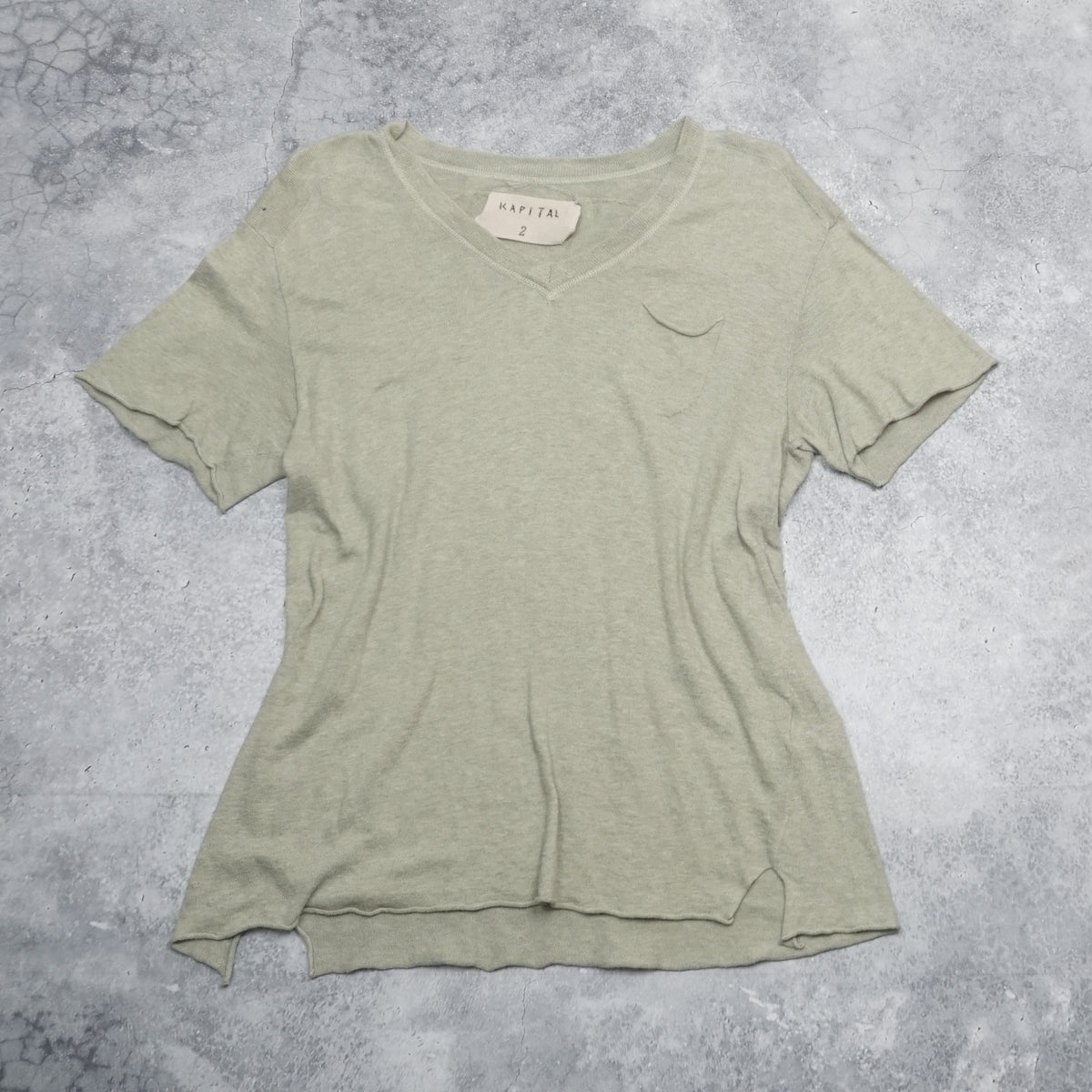 Kapital Green V-Neck T-Shirt