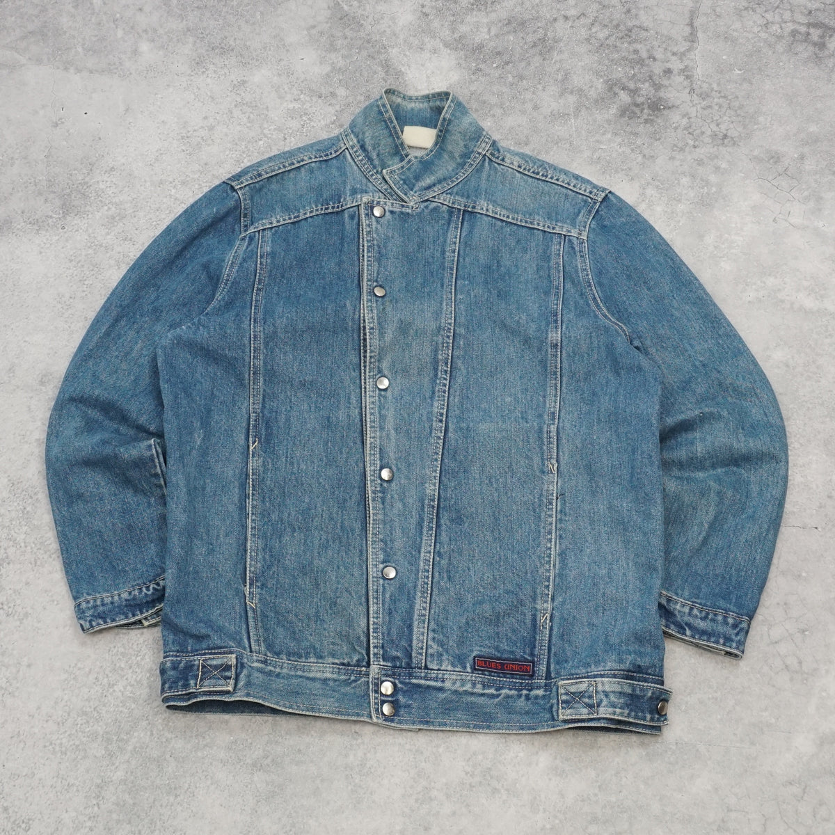 80s Blues Union Asymmetric Snap Denim Jacket
