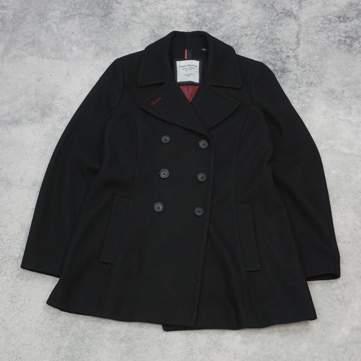 Tommy Hilfiger Wool Blend Double Breasted Coat Pea Coat