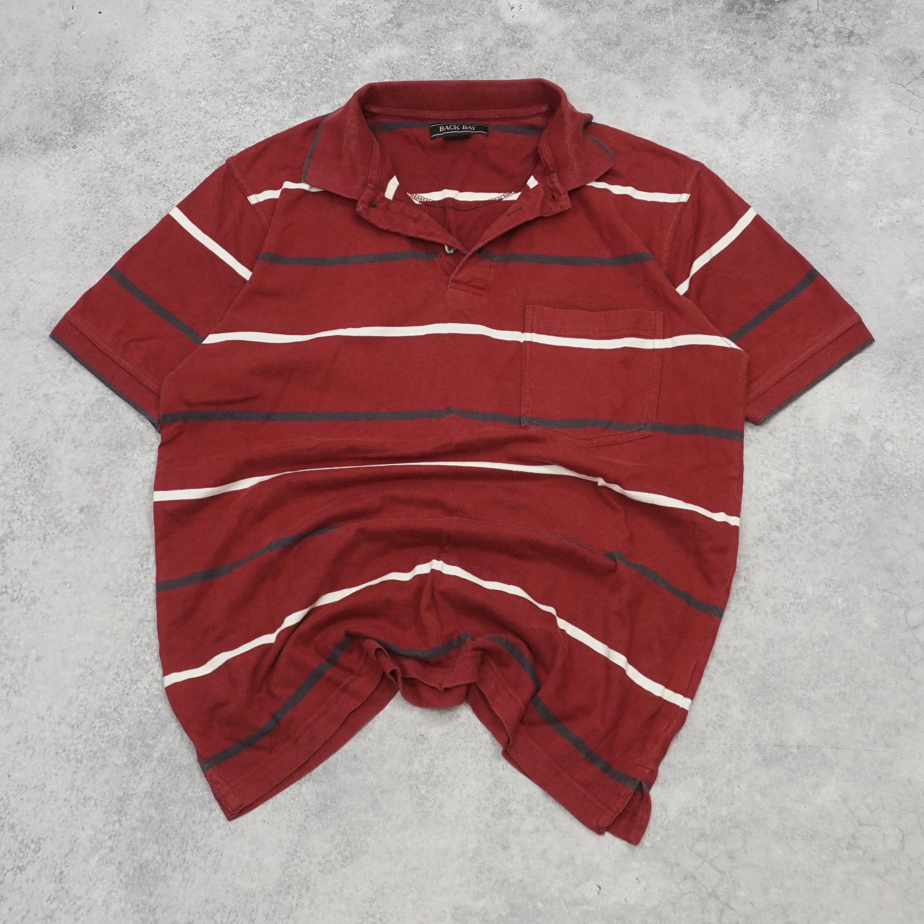 2000s Back Bay Striped Polo Tee