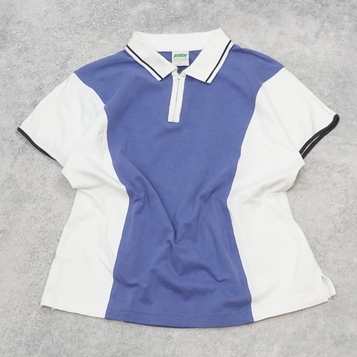 90s Prince Sportswear Colour Block Zip Polo