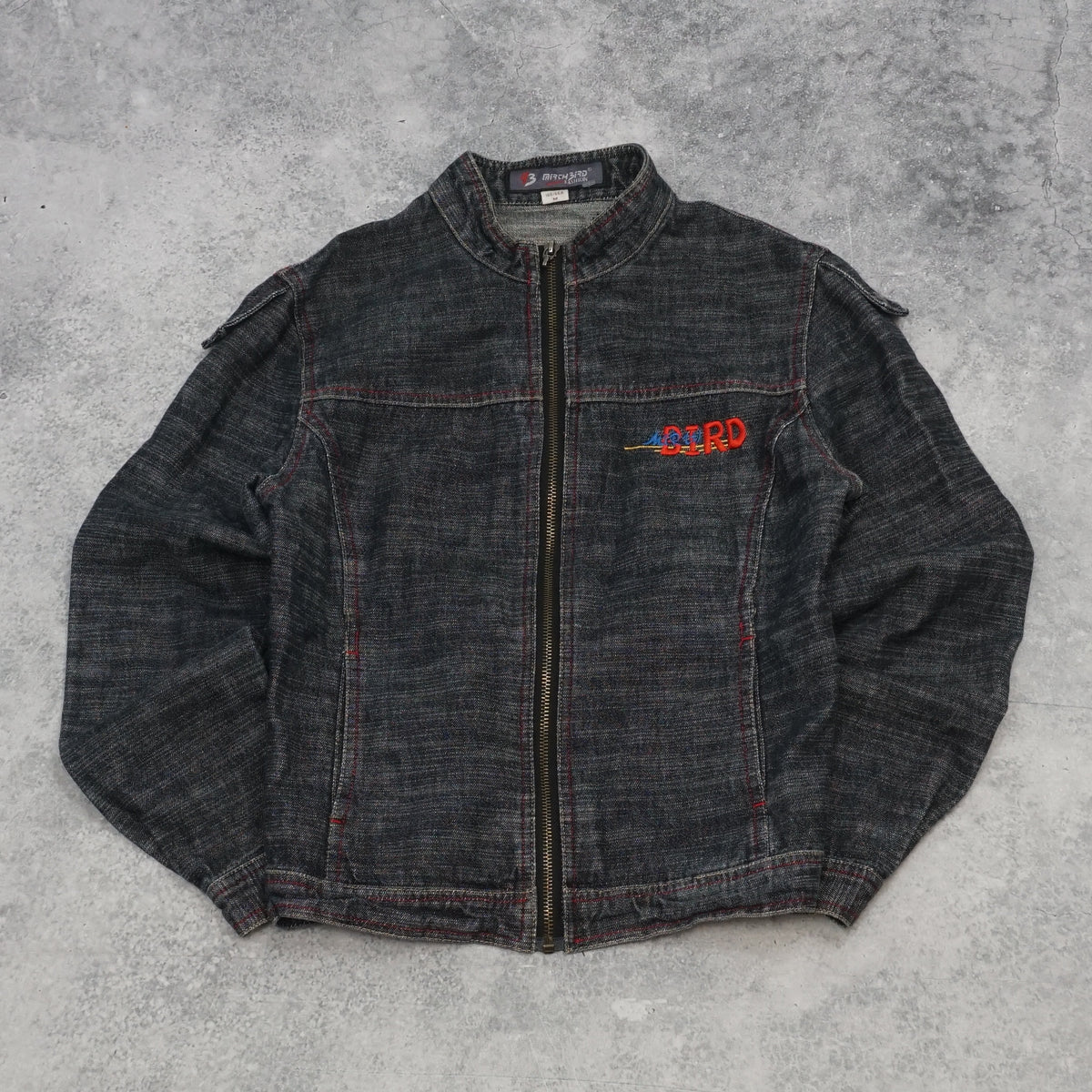 2000s Mirch Bird Embroidered Zip Up Denim Jacket