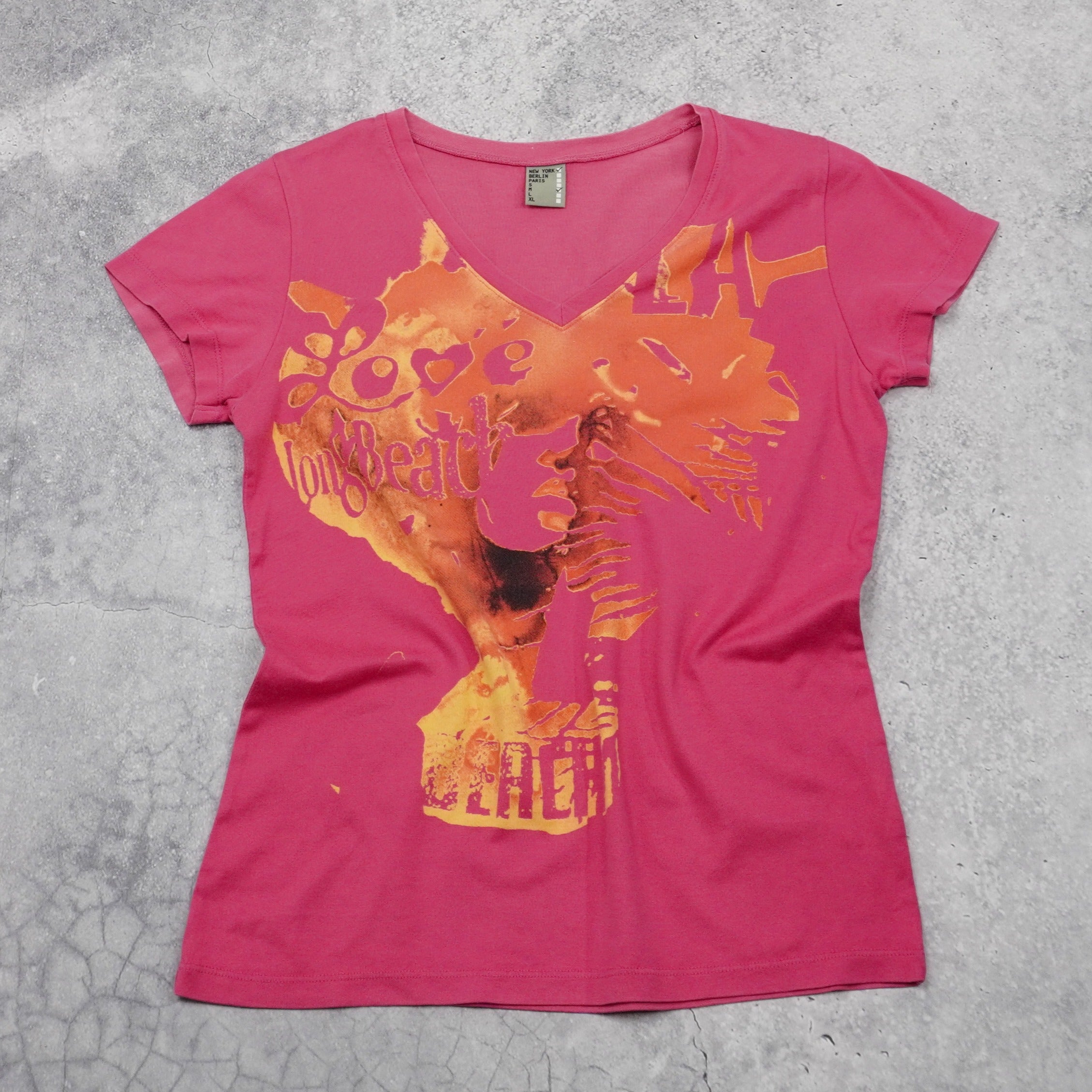 2000s Graphic V-Neck T-Shirt