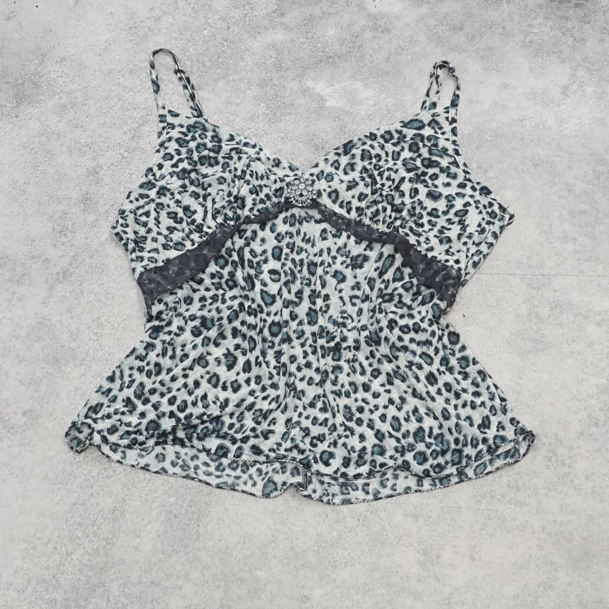 2000s Leopard Print Lace Cami Top