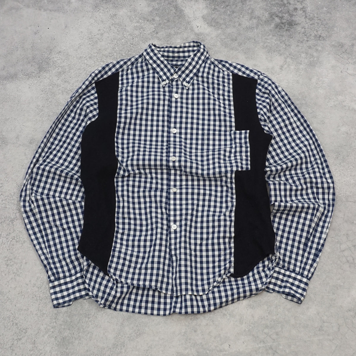 Comme Des Garcons Homme Gingham Wool Panel Button Up