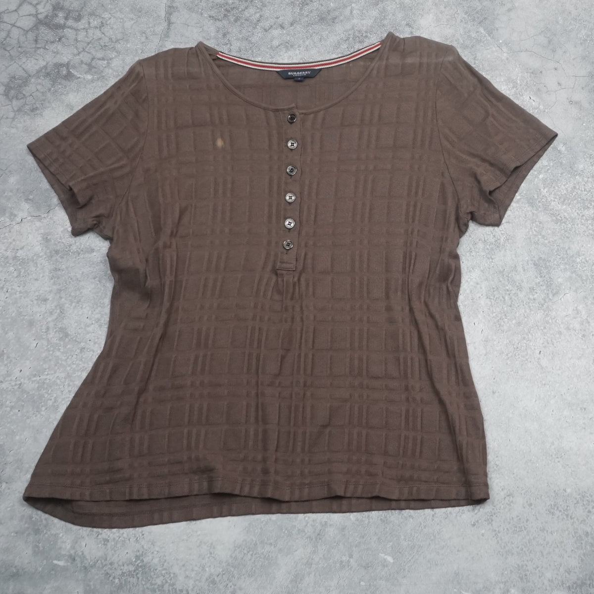 2000s Burberry London Check Knit Top Henley