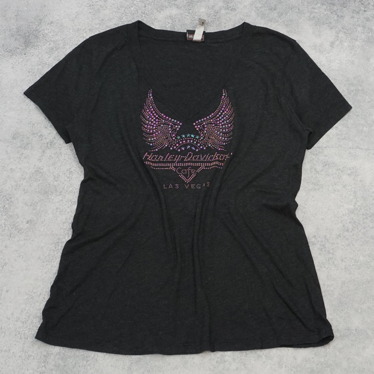 Harley Davidson Las Vegas Cafe Rhinestone Wings T-Shirt