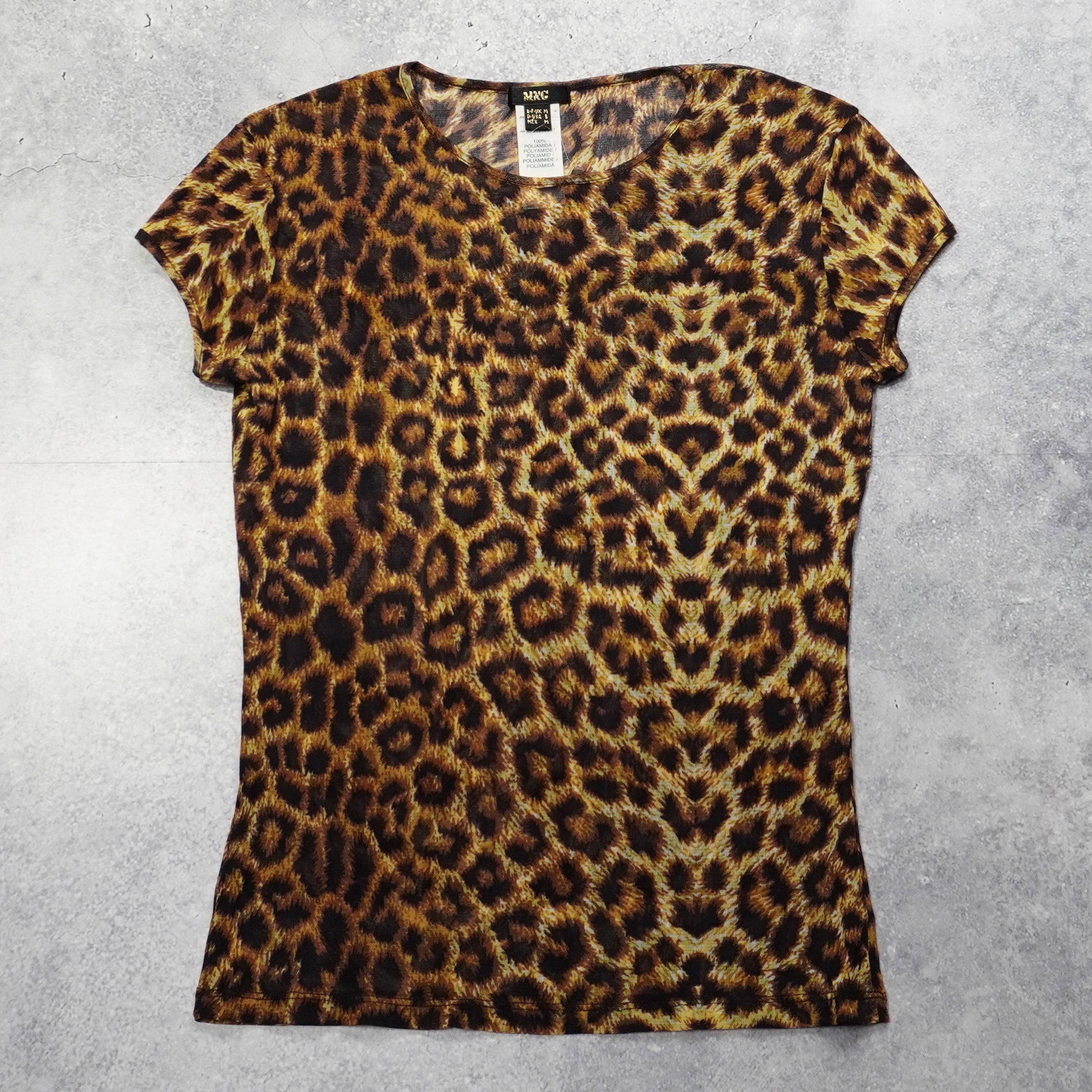 2000s MNG Leopard Print Sheer Top
