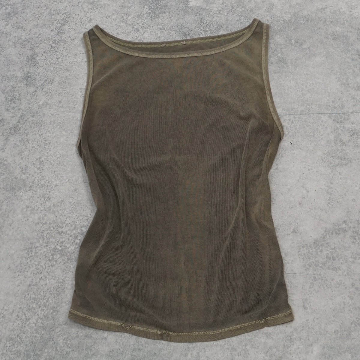 Olive Mesh Fitted Tank Top