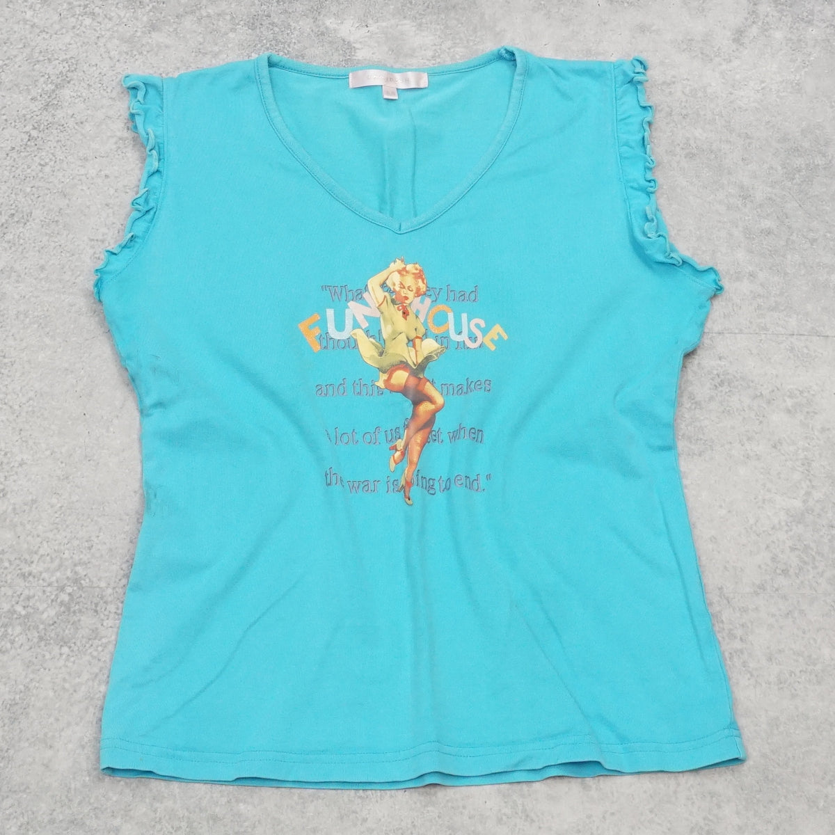 Carbish Graphic Ruffle Tank Top