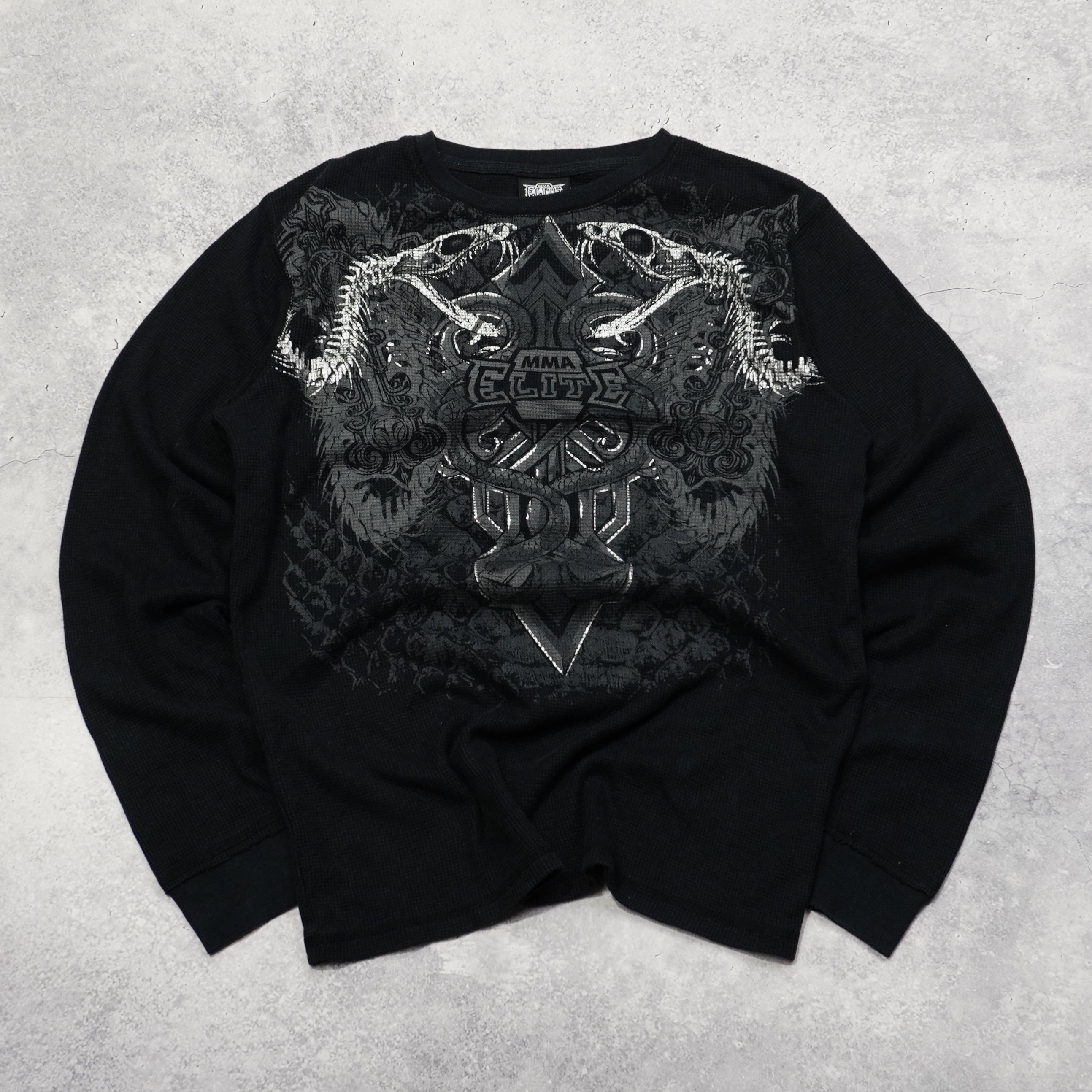 2000s MMA Elite Waffle Knit Thermal T-Shirt