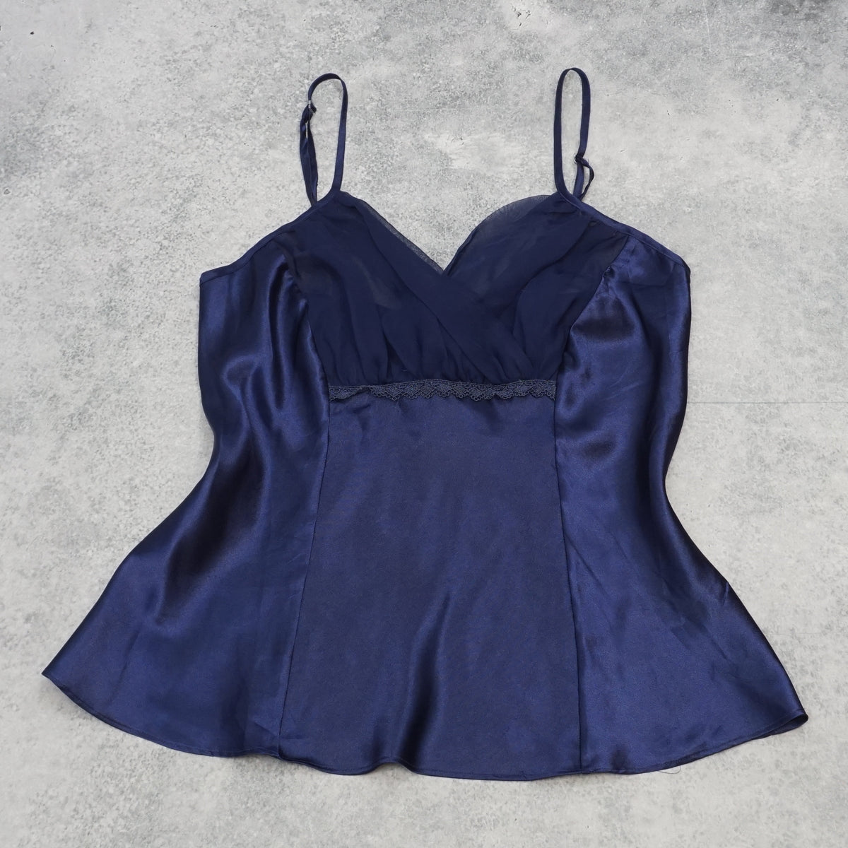 90s Honors Satin Lace Trim Cami Top