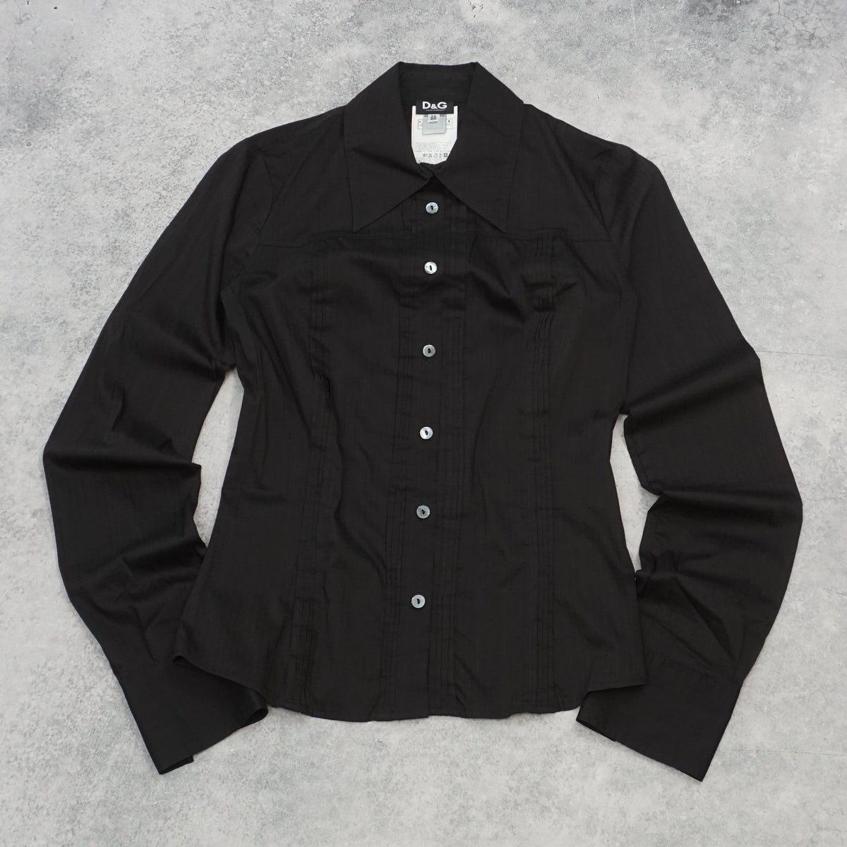 2000s Dolce & Gabbana Pleated Fitted Button Up Shirt