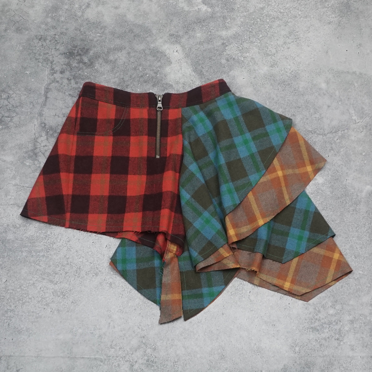 Andersson Bell Tartan Asymmetric Frill Mini Skirt
