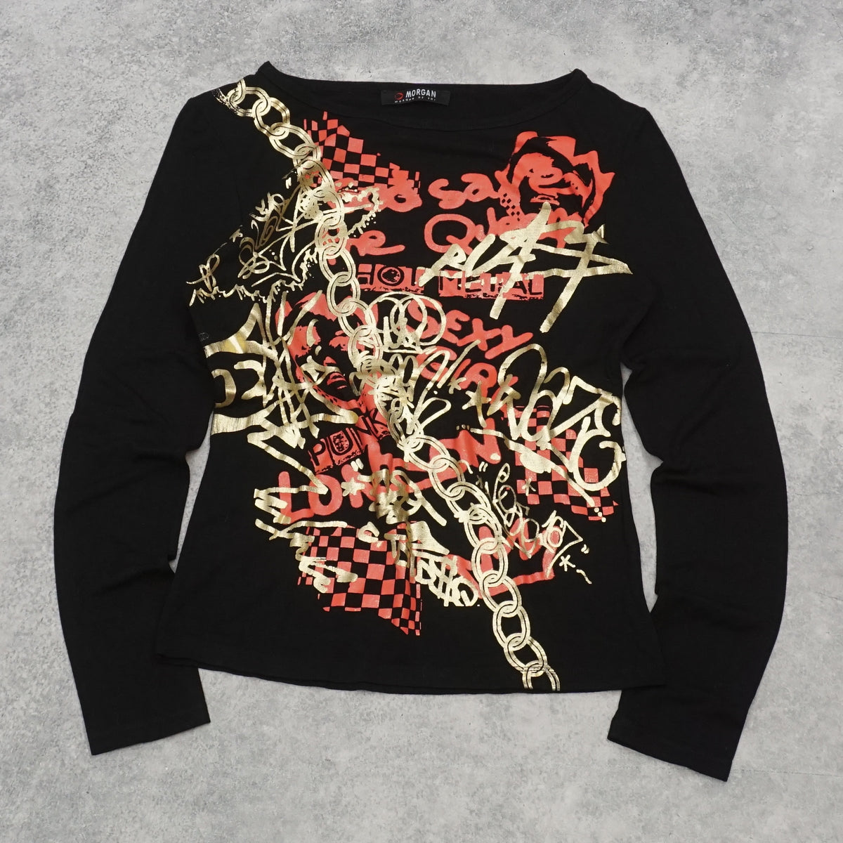 2000s Morgan De Toi Graffiti Graphic Top Long Sleeve