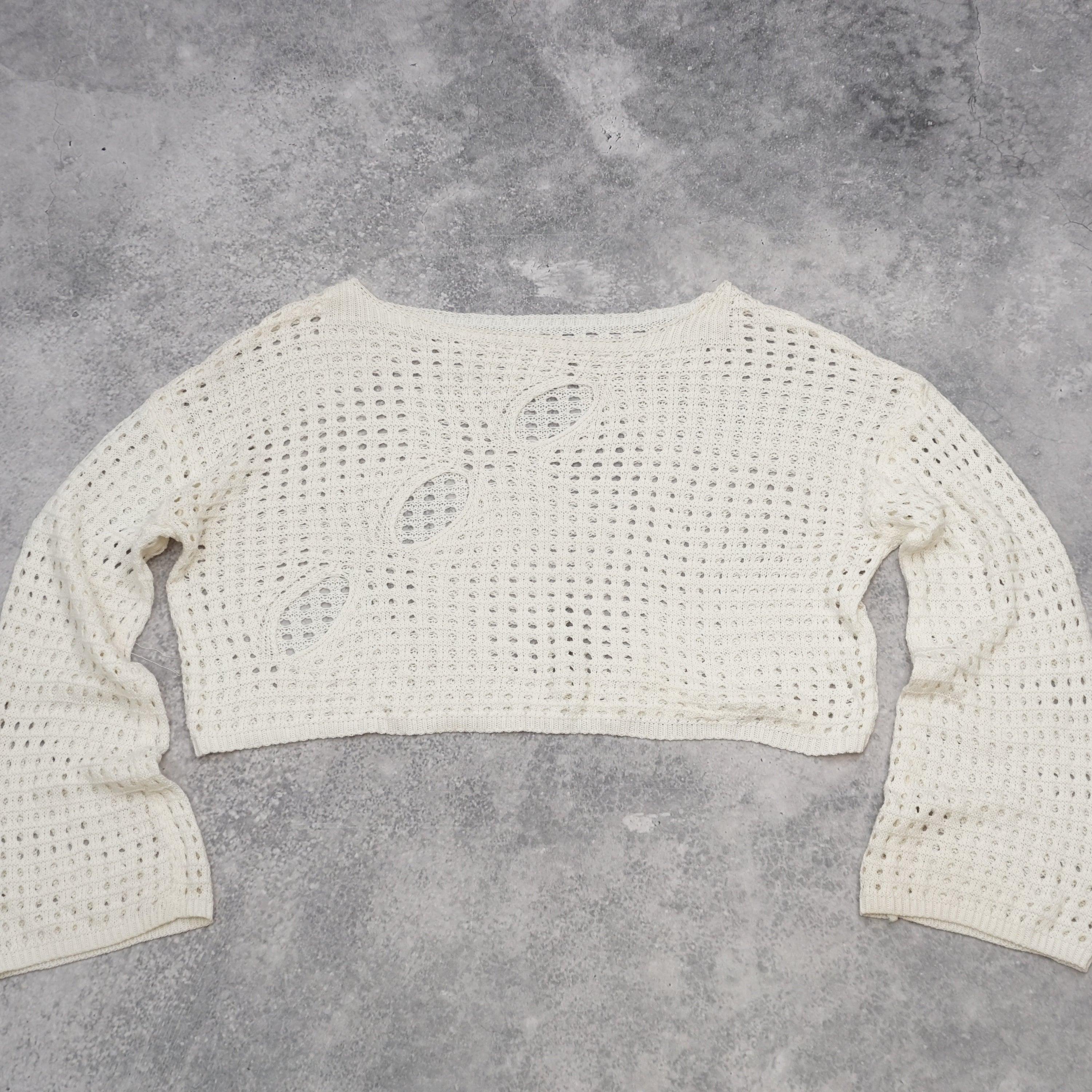 Cropped Crochet Knit Sweater