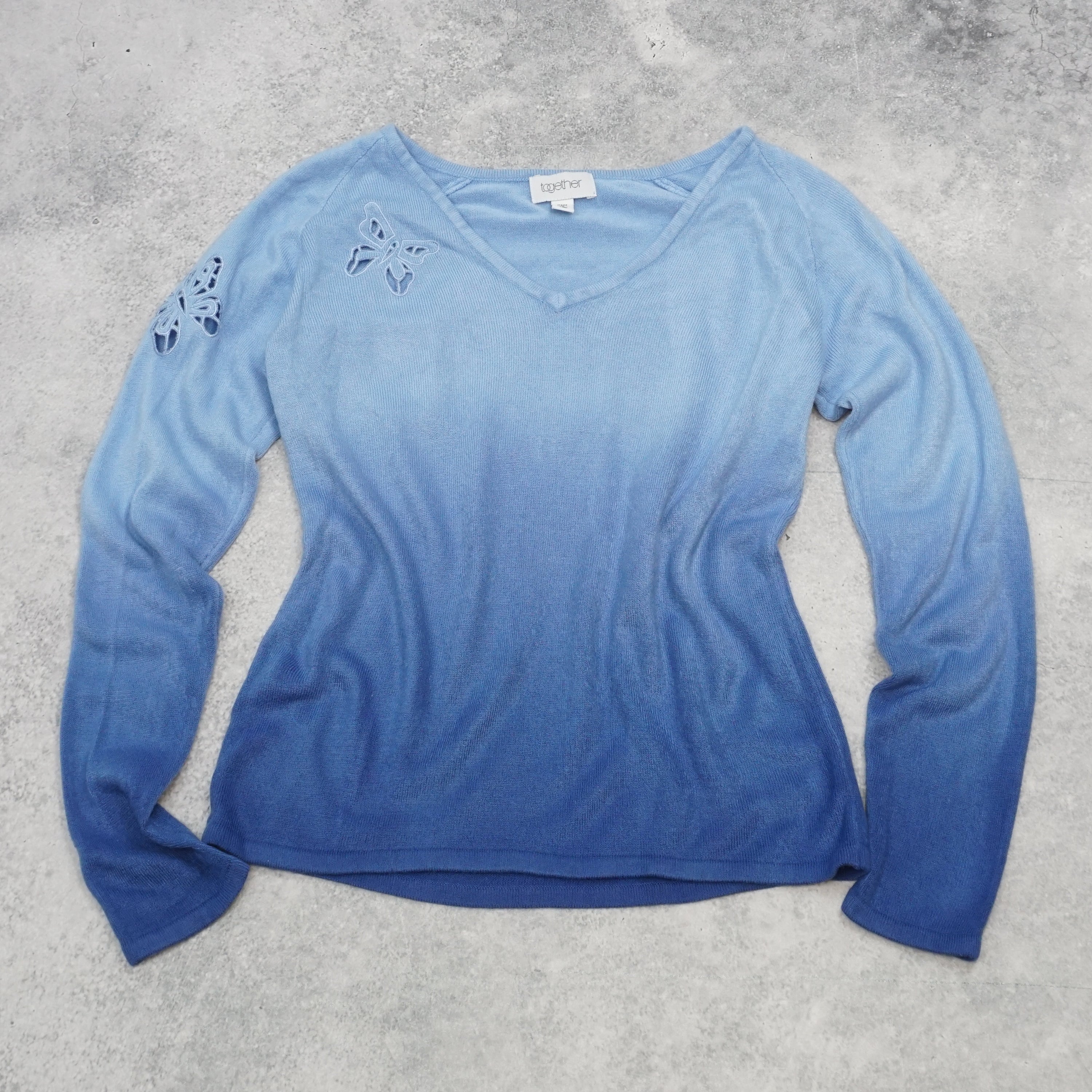 Together Ombre Butterfly Cutout Sweater