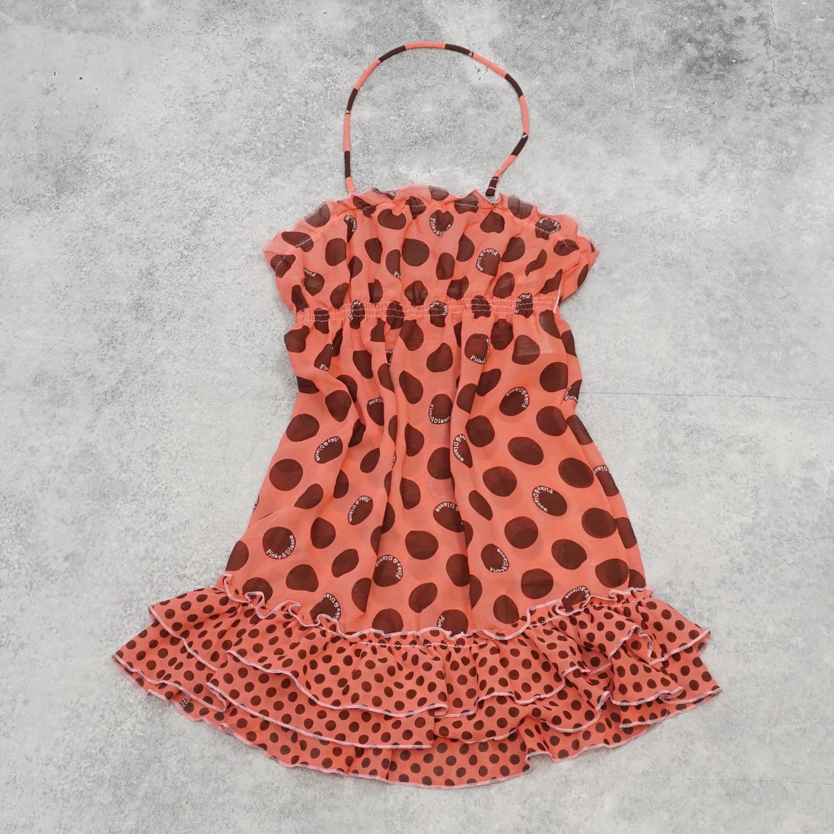 2000s Pinky & Dianne Polka Dot Halter Ruffle Dress