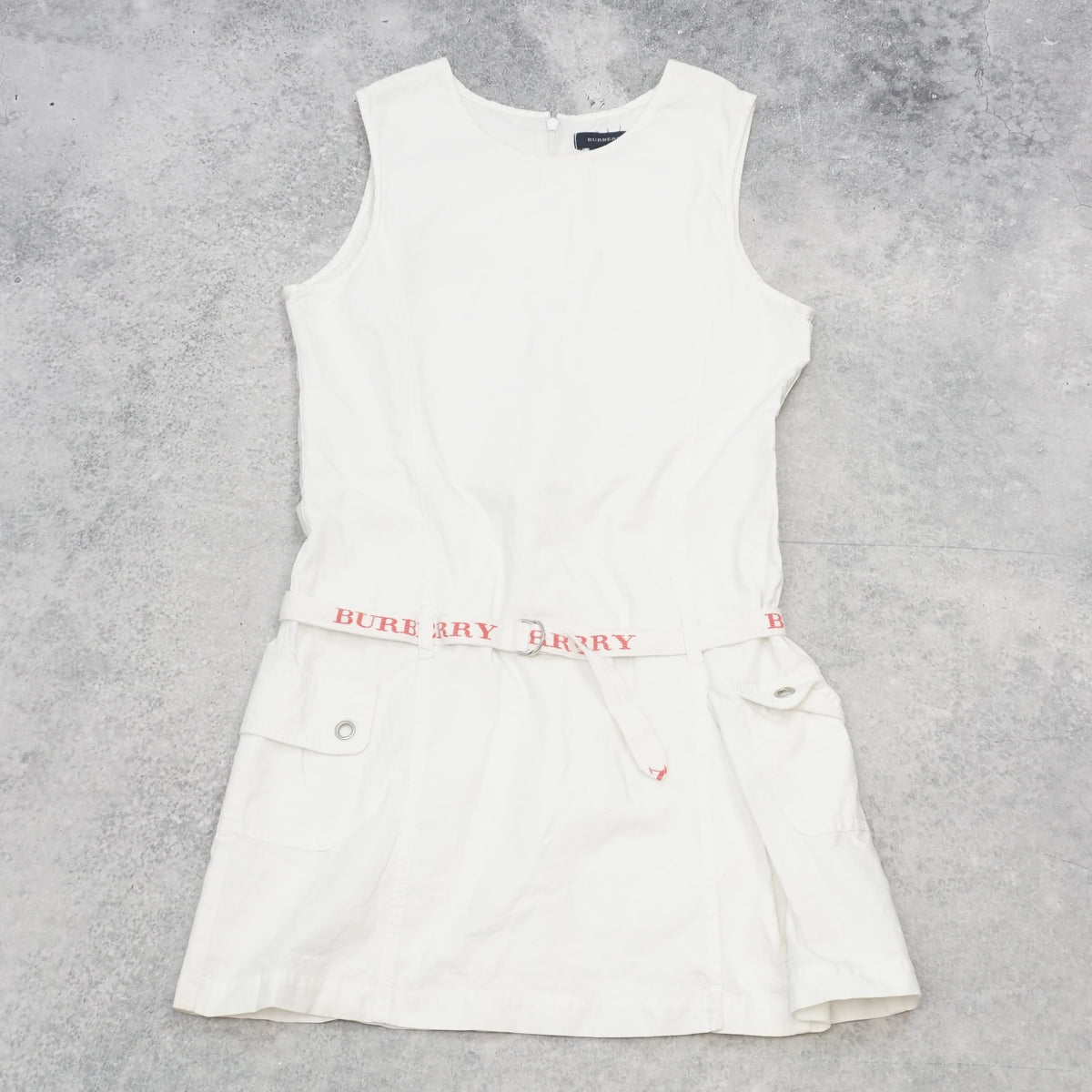 2000s Burberry Sleeveless Belted Cargo Dress