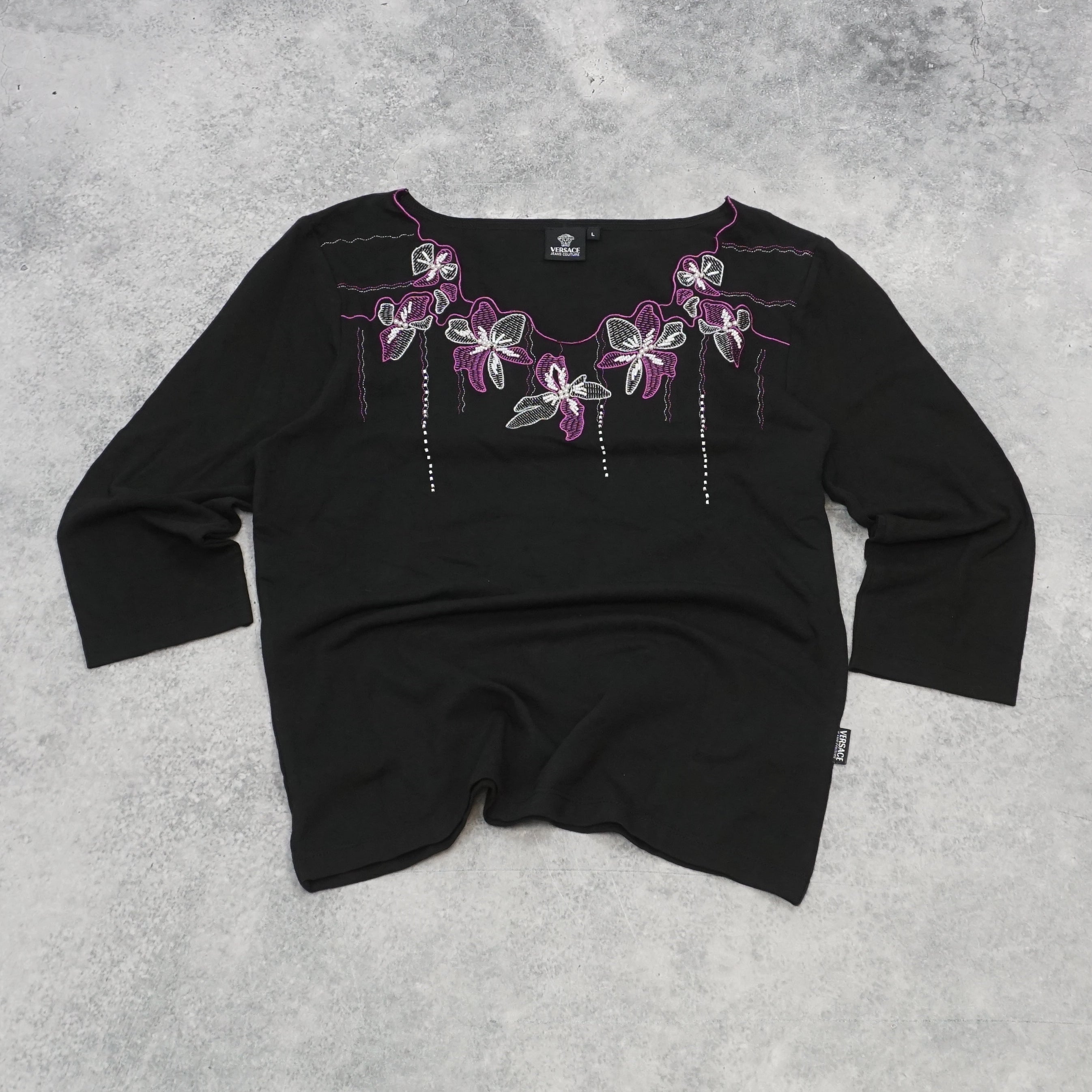 Versace Embroidered Floral Top