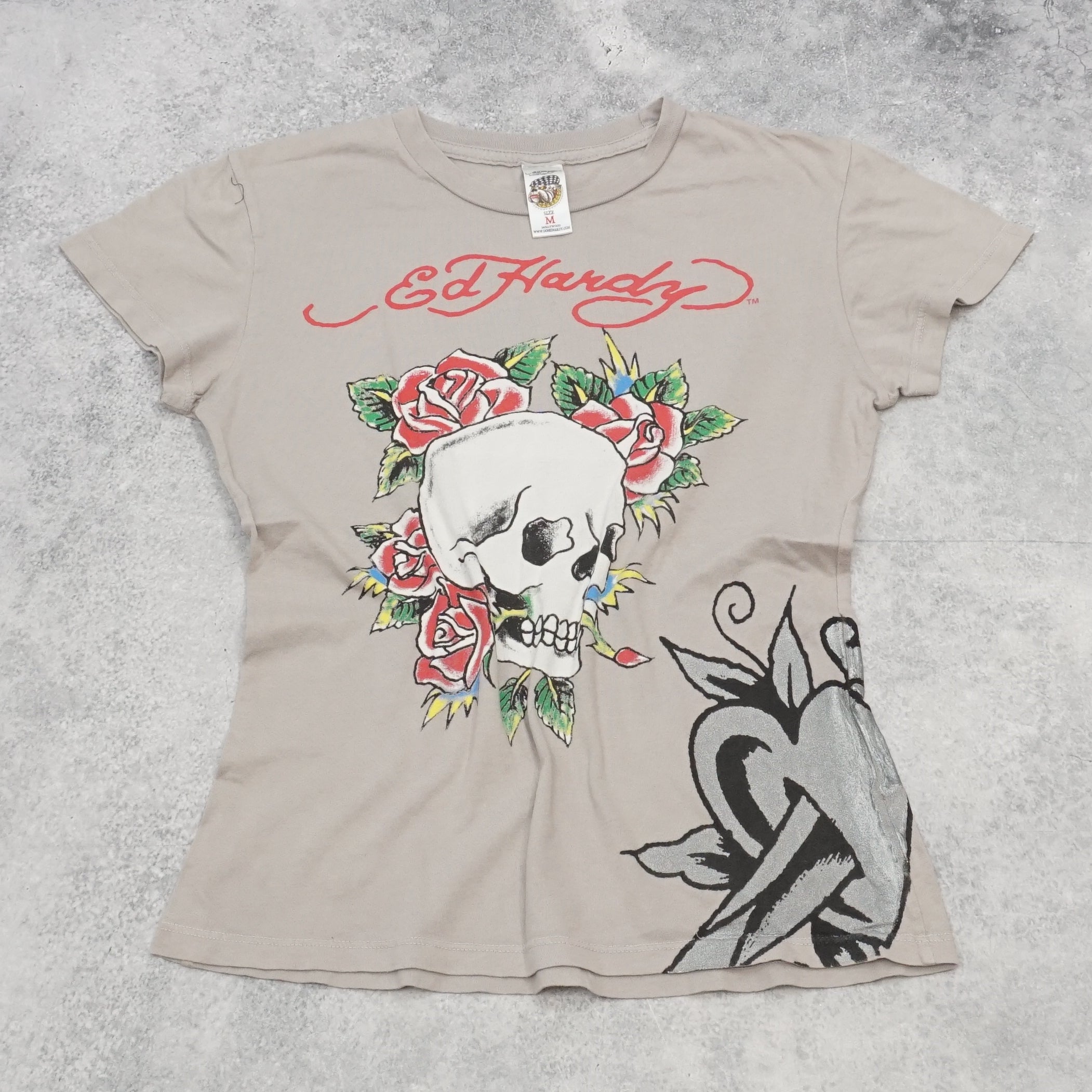 2000s Ed Hardy Skull Rose Graphic T-Shirt