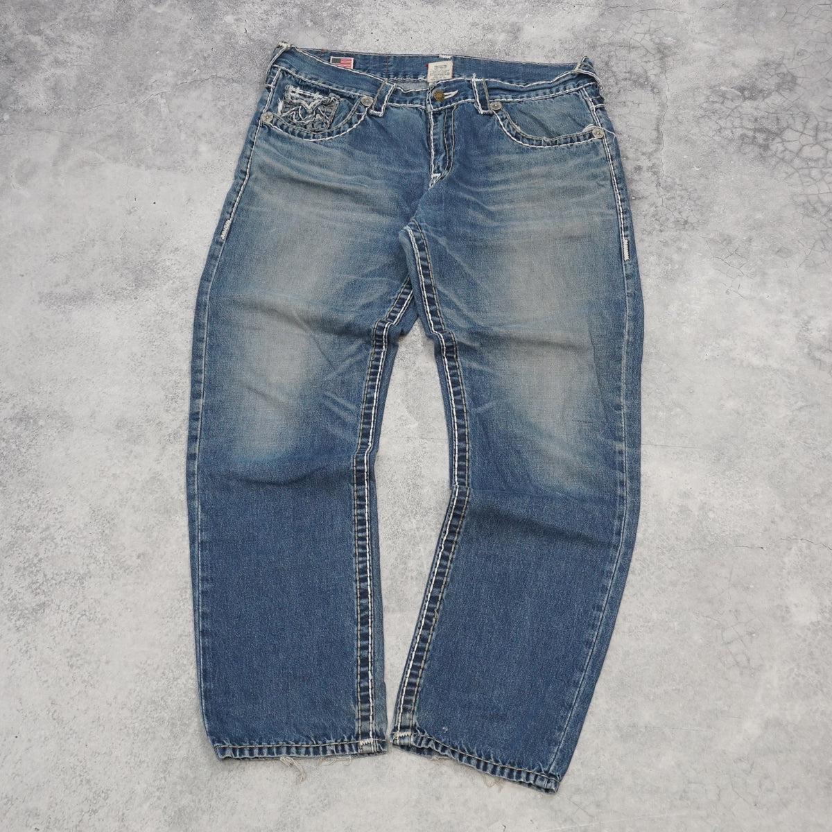 2000s True Religion Thick Stitch Flap Pocket Jeans