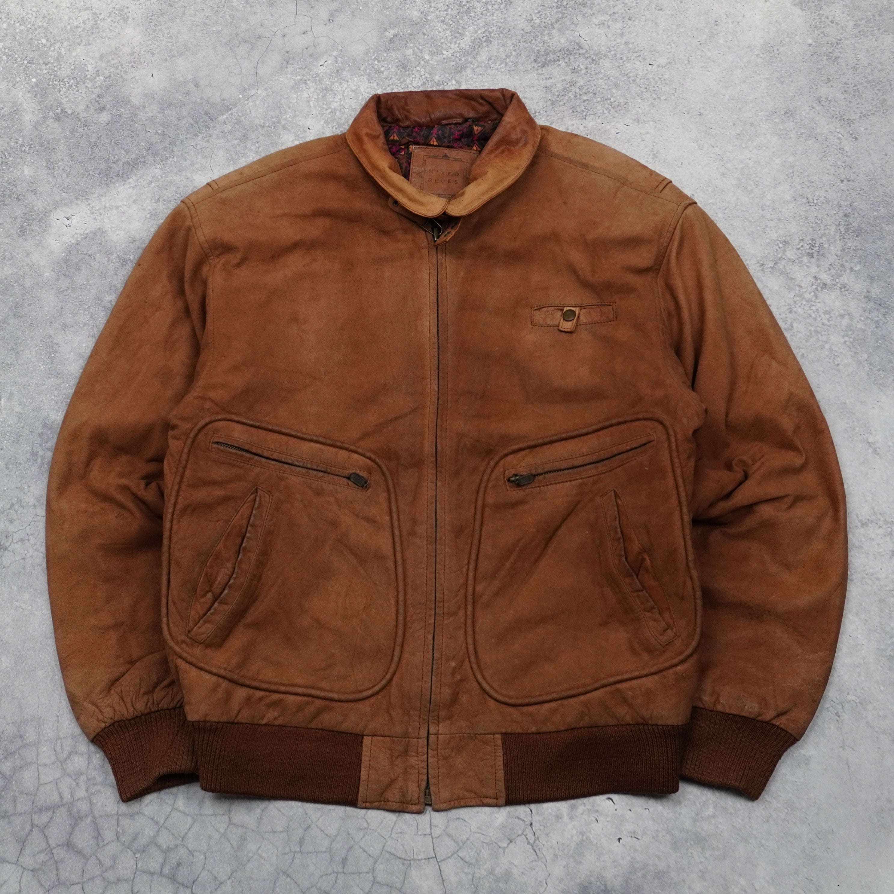90s Mixed Blues Leather Jacket
