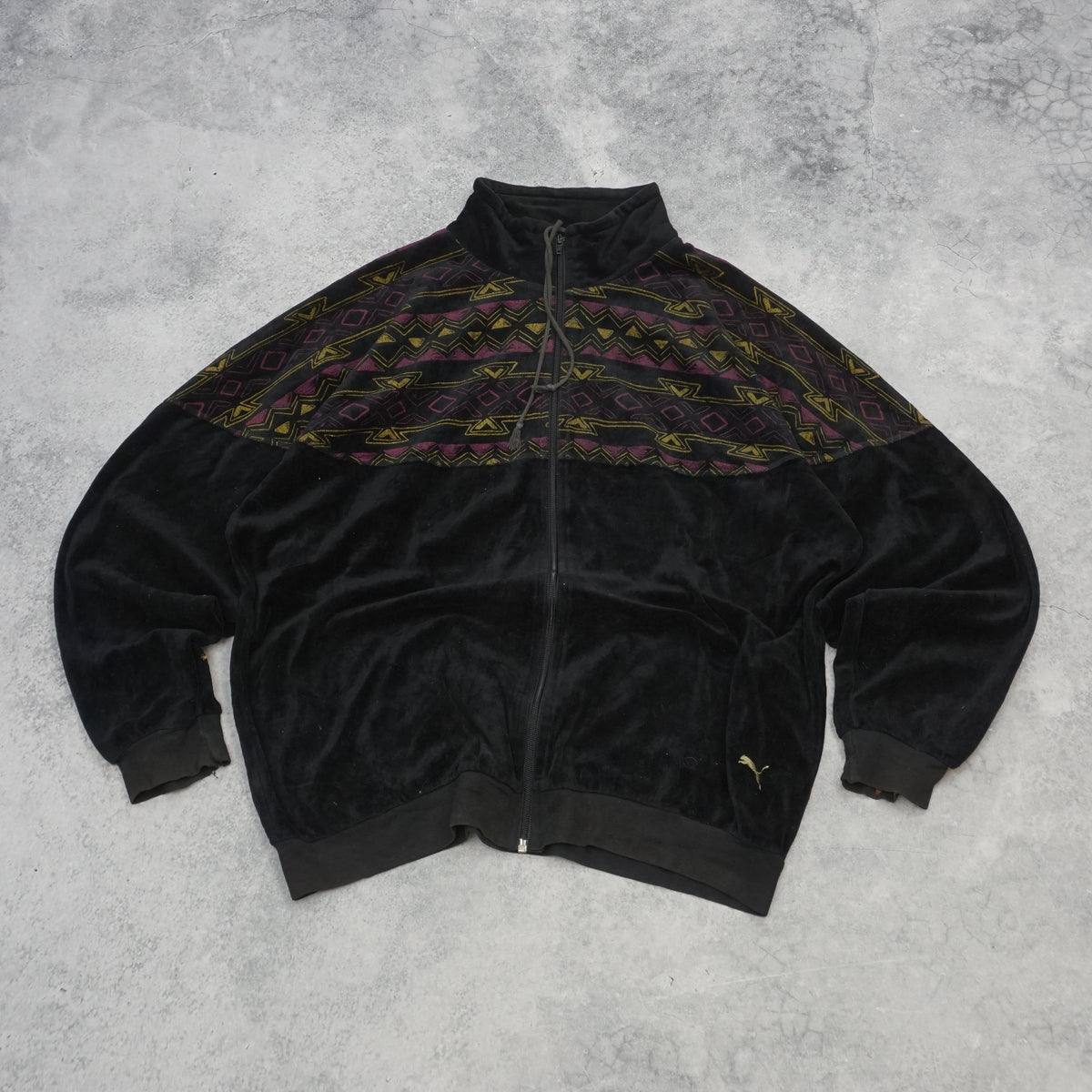 80s Puma Velour Geometric Track Jacket