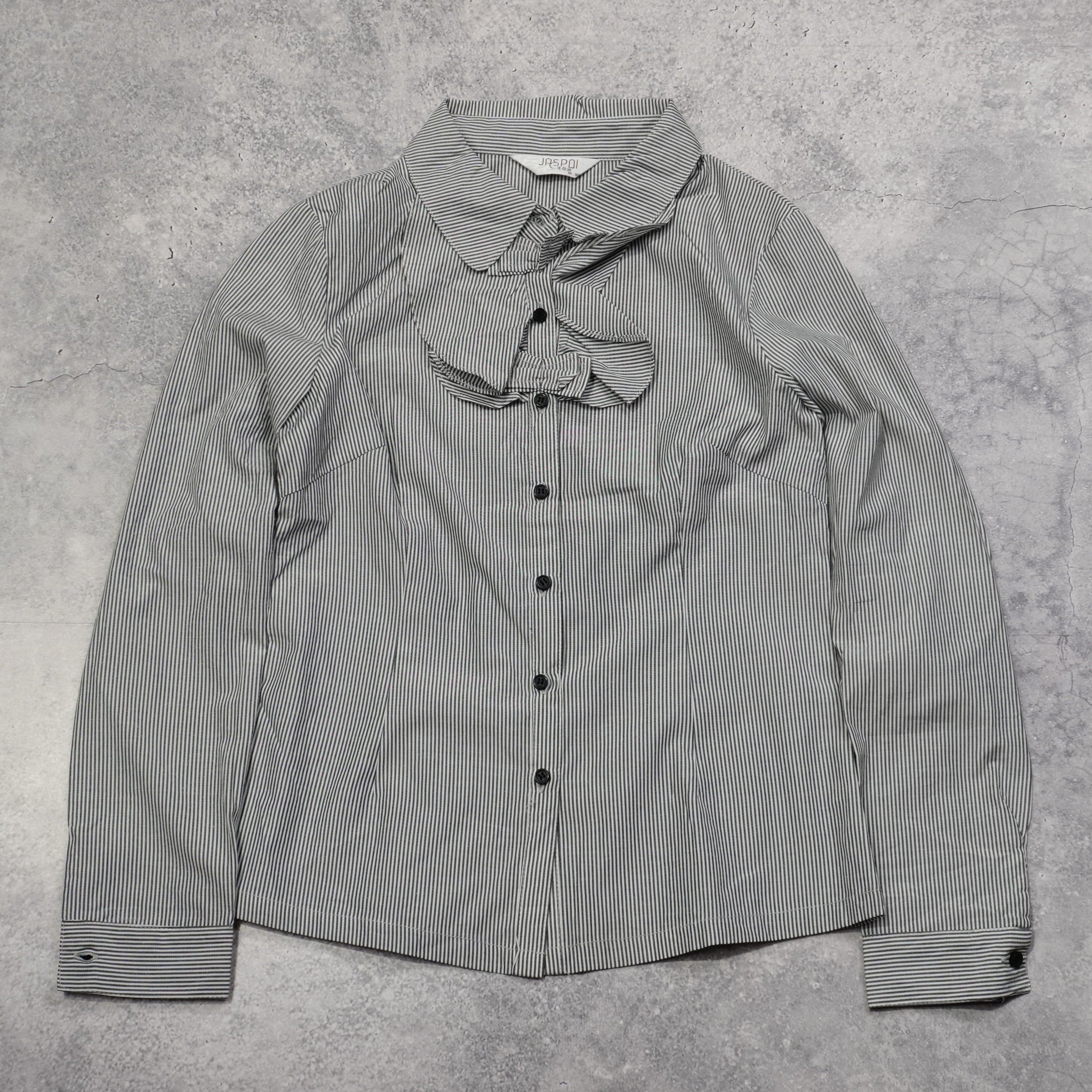 2000s Jaspal Striped Ruffle Button Up