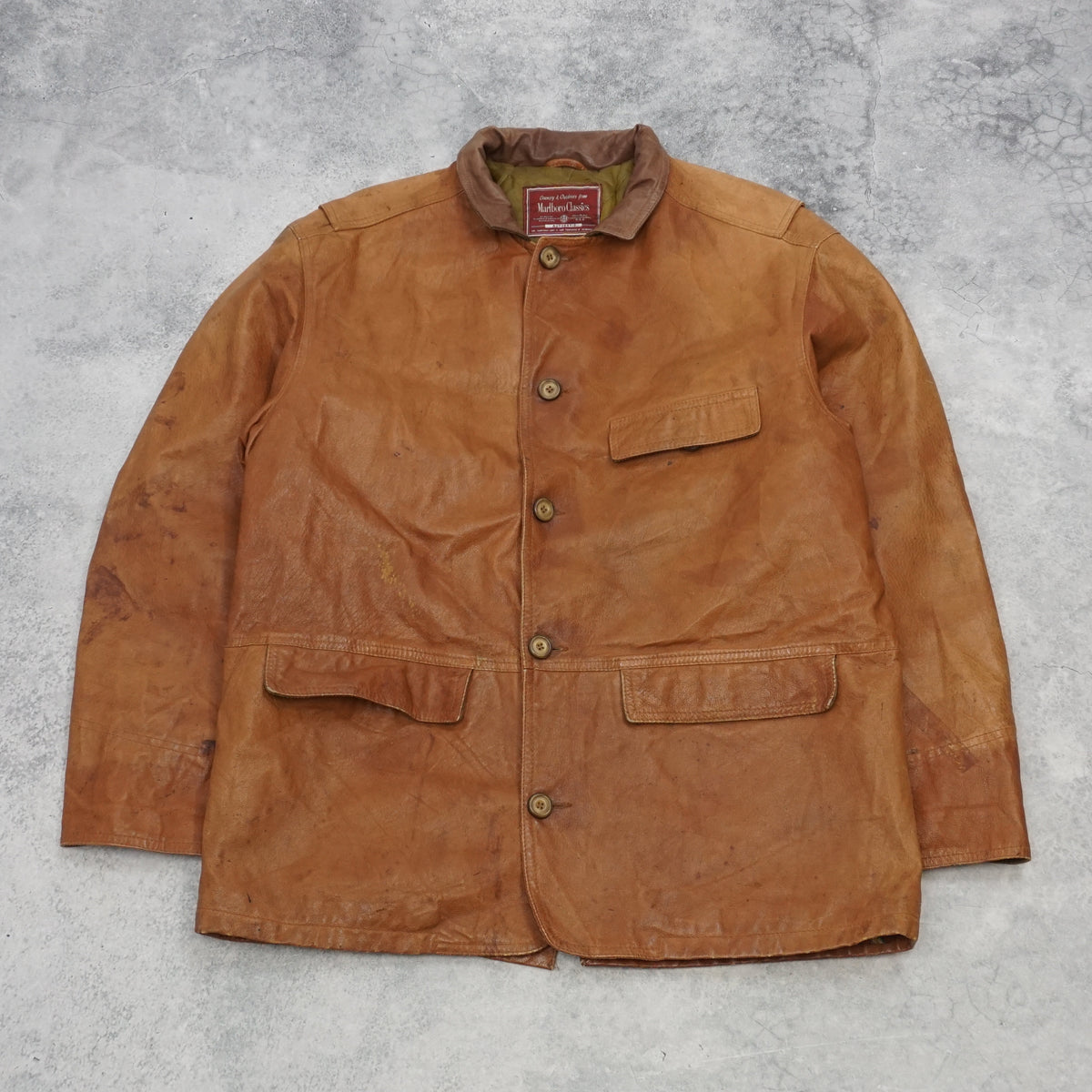 90s Marlboro Classics Quilted Lined Leather Jacket