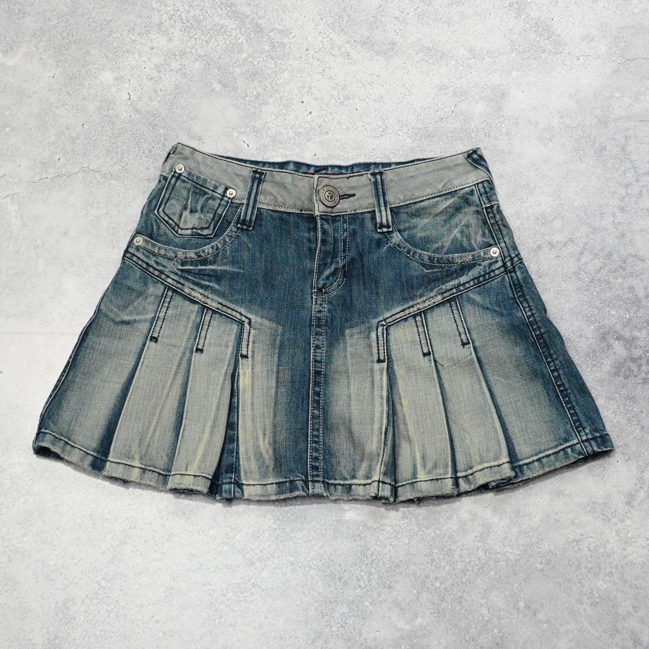 2000s Evisu Denim Pleated Skirt