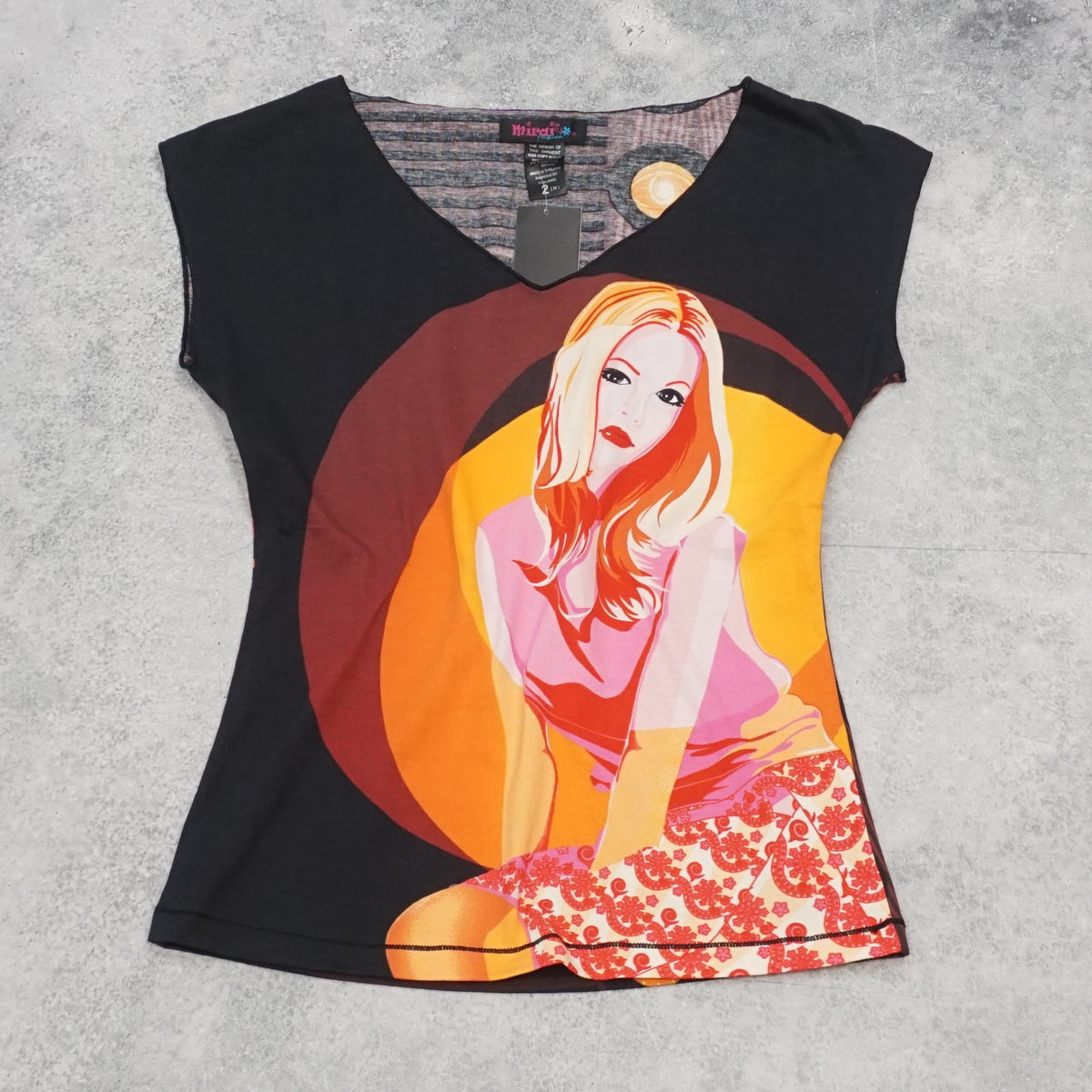 2000s Mirai Fashion Graphic Printed Top