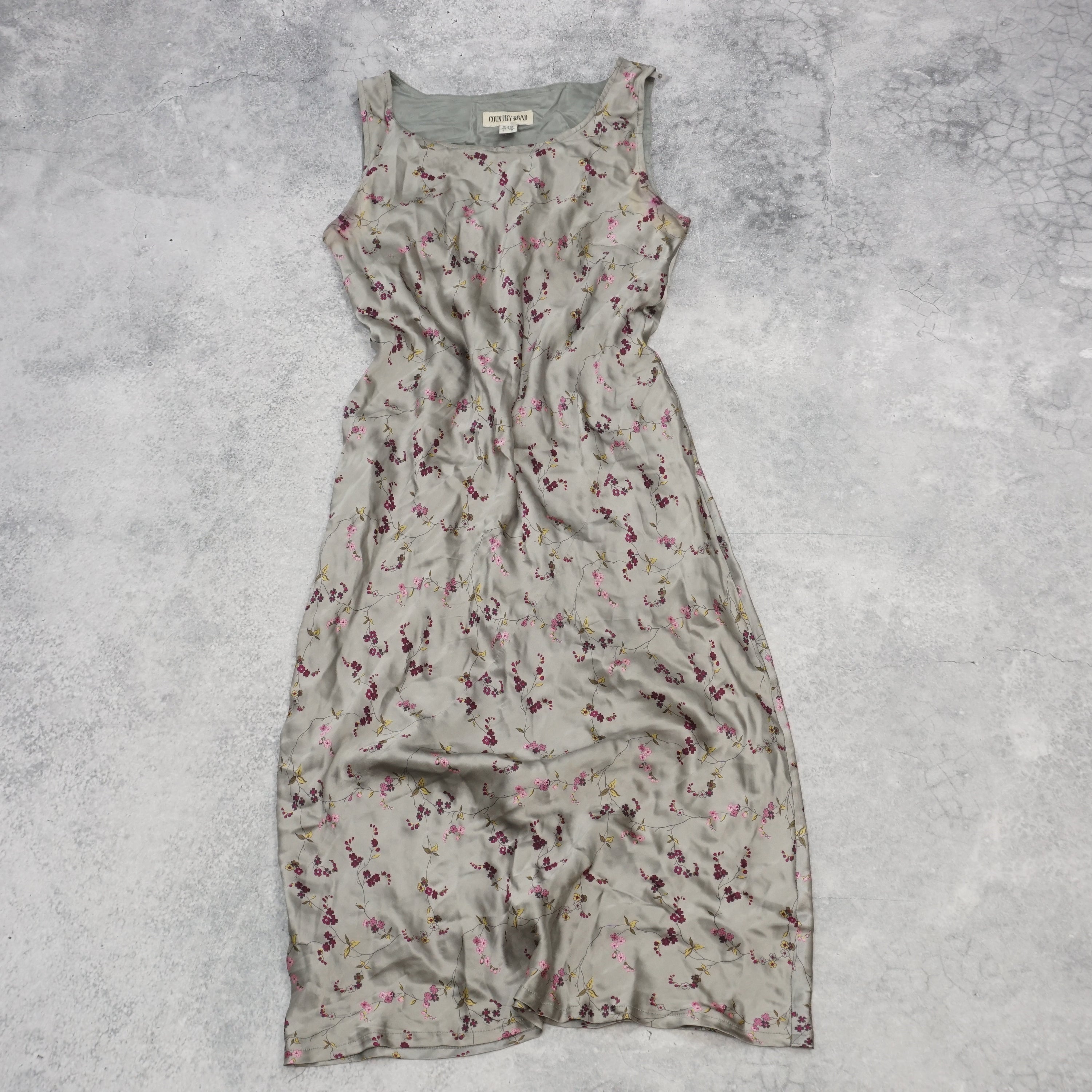 90s Country Road Floral Silk Slip Dress