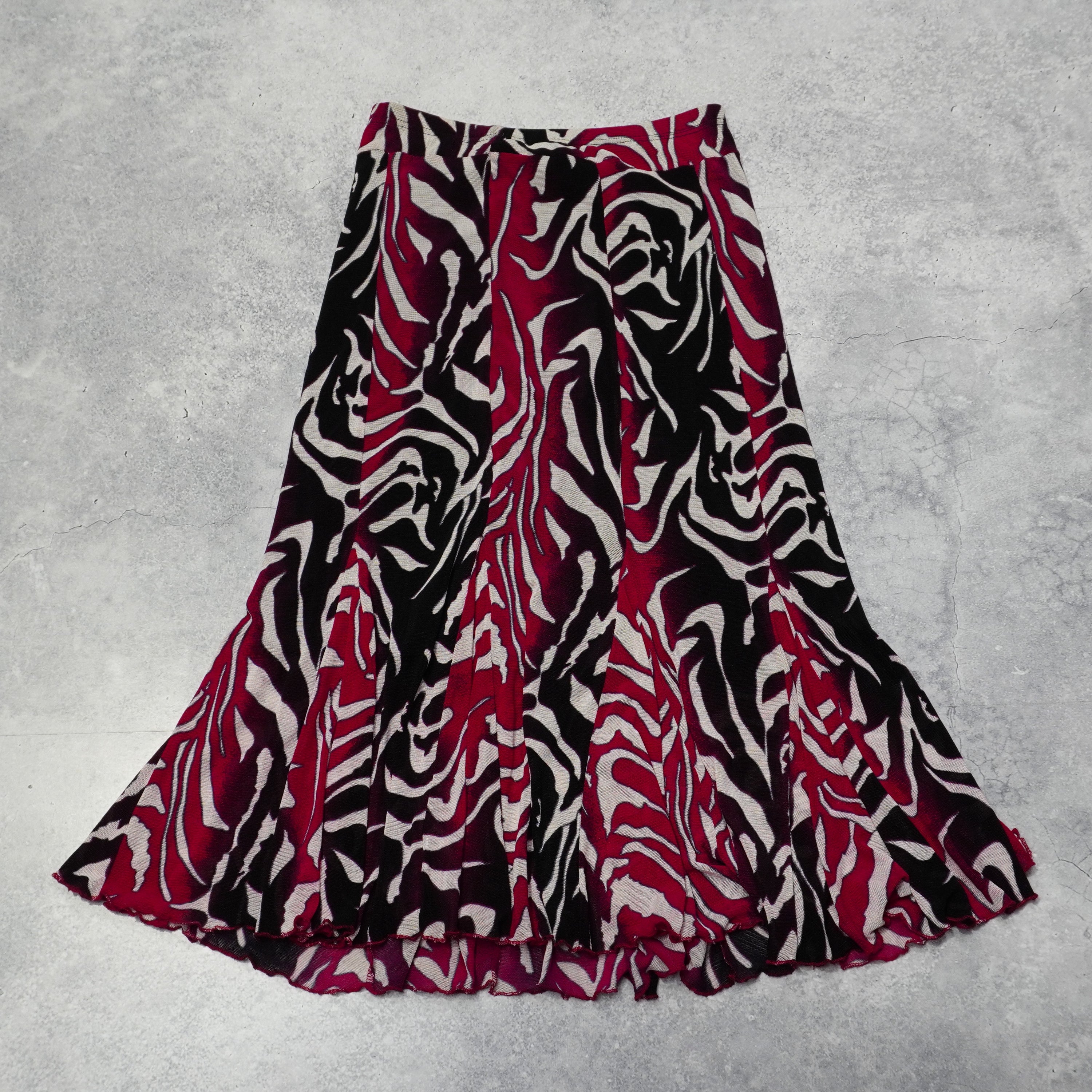Zebra Print Flared Skirt
