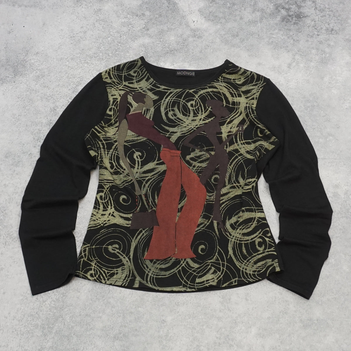 2000s Modngi Paris Graphic Long Sleeve Top