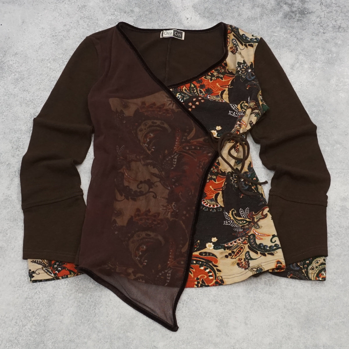 2000s Ozz On Patchwork Wrap Paisley Top