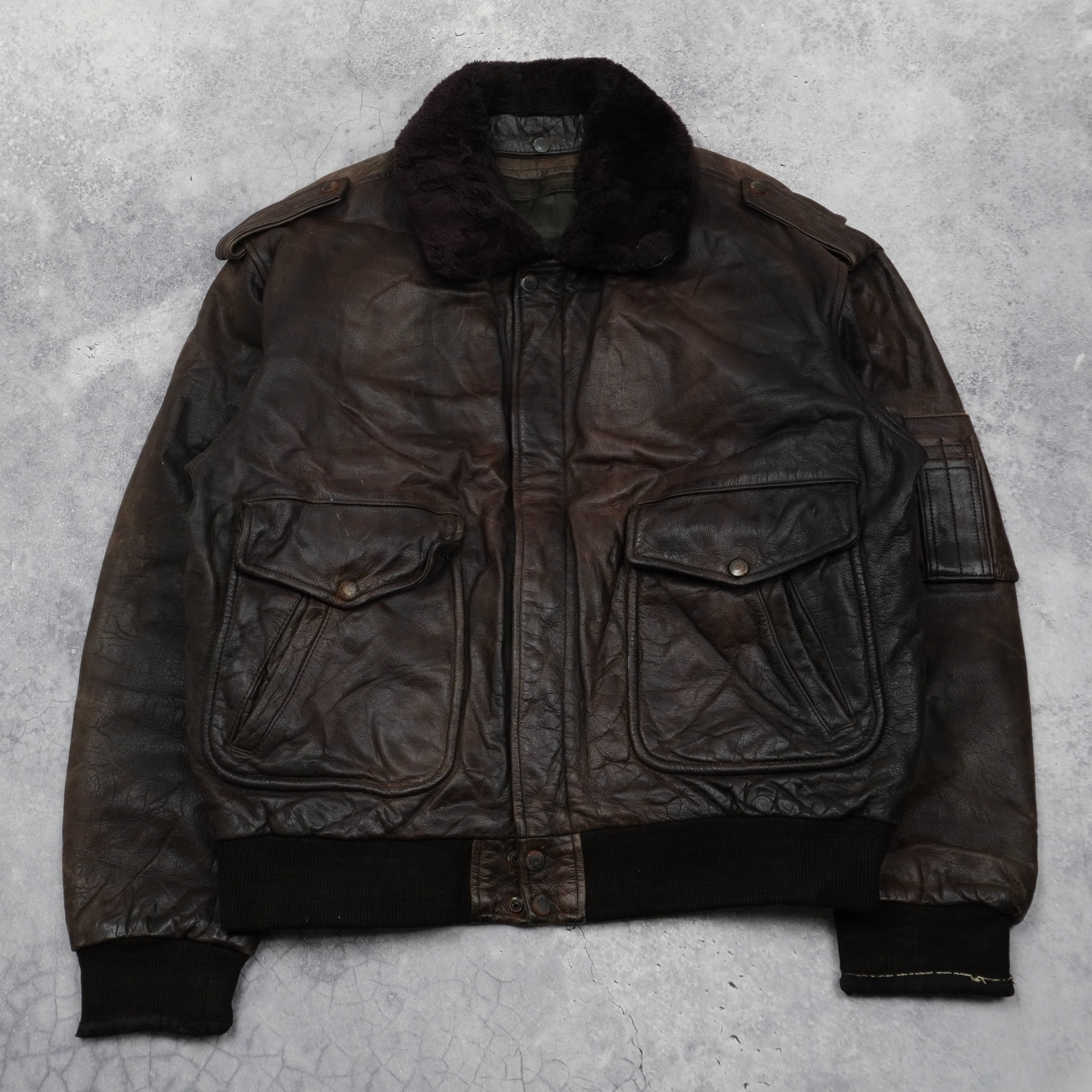 90s MGL World Aviator Leather Jacket