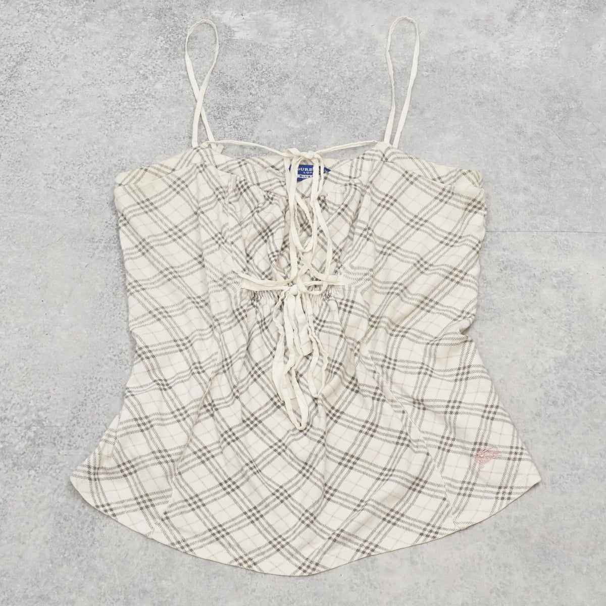 2000s Burberry Blue Label Nova Check Lace Up Cami Top