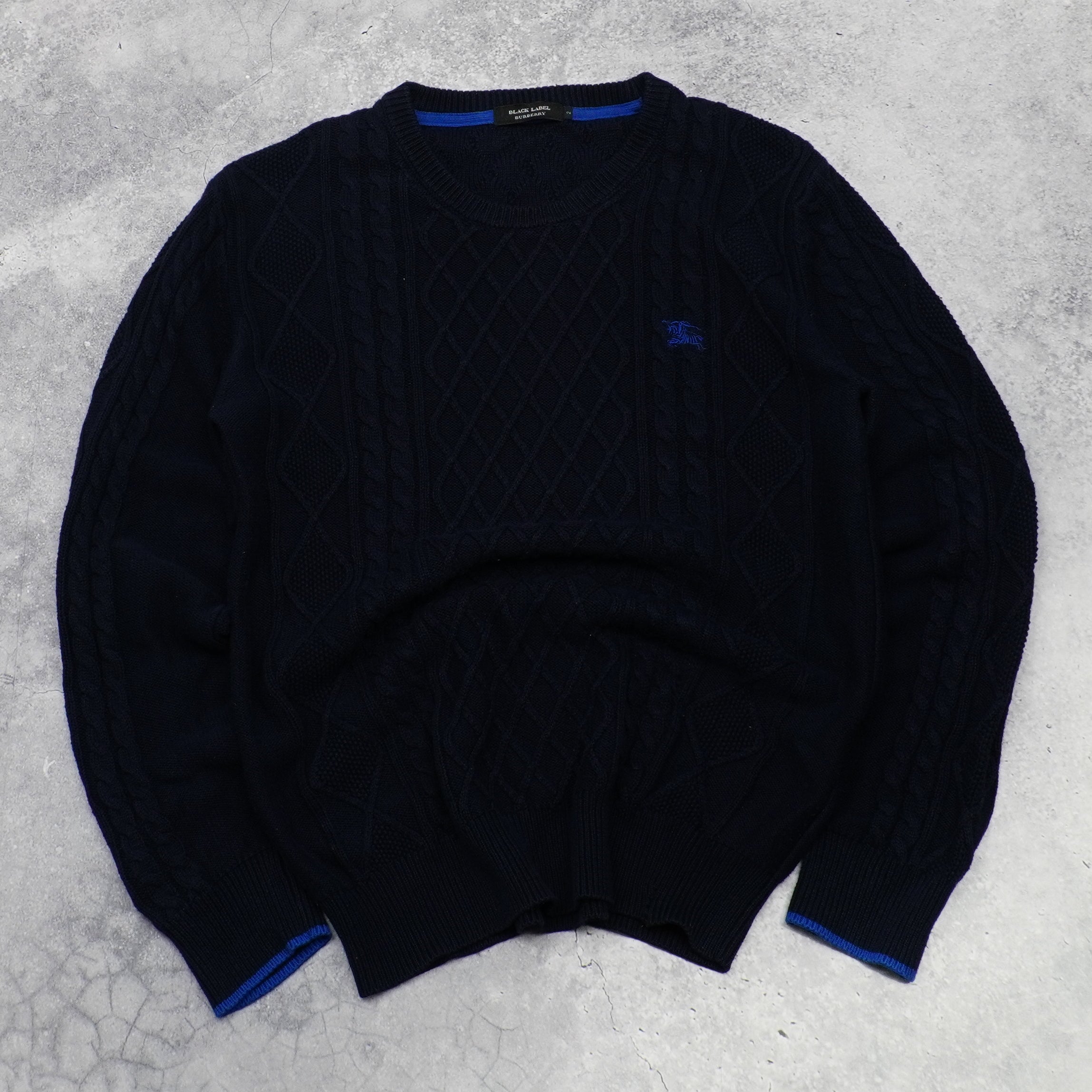 2000s Burberry Black Label Cable Knit Sweater
