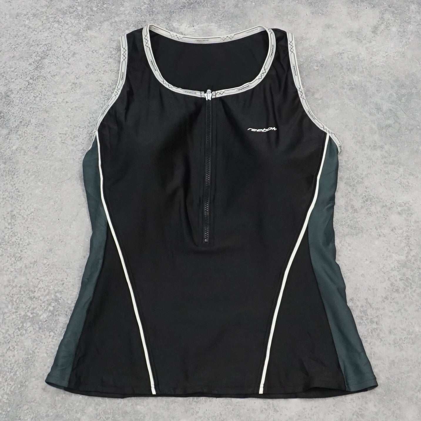 Reebok Zipped Athletic Tank Top Swim Top