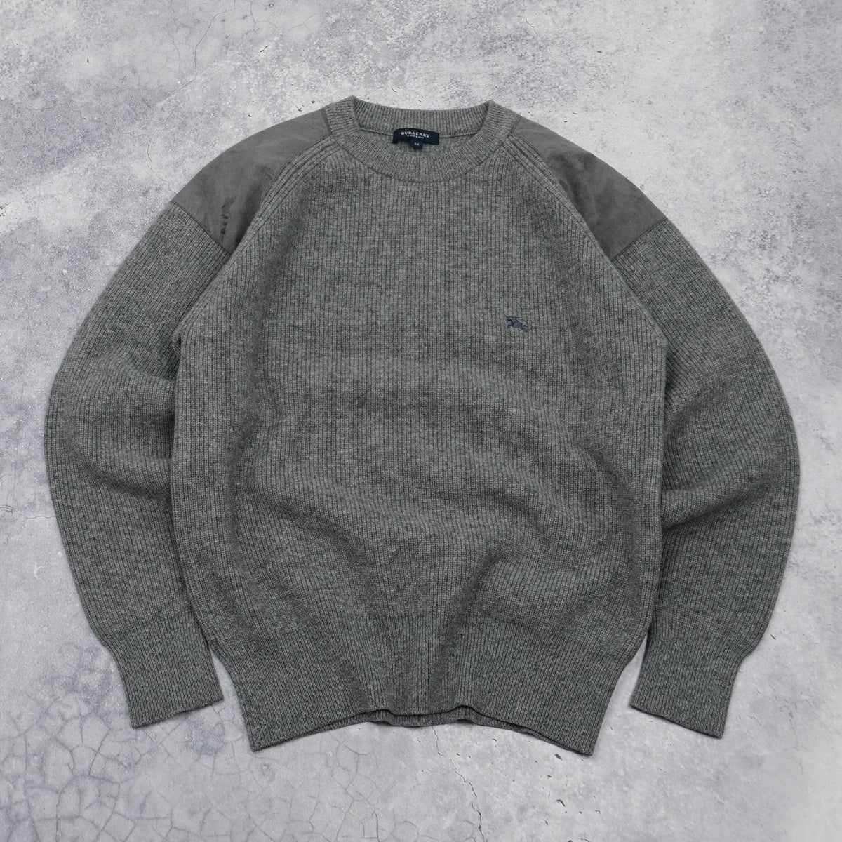 2000s Burberry London Wool Suede Patch Sweater