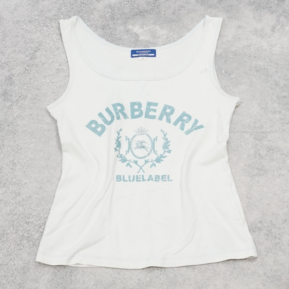 2000s Burberry Blue Label Crest Graphic Tank Top