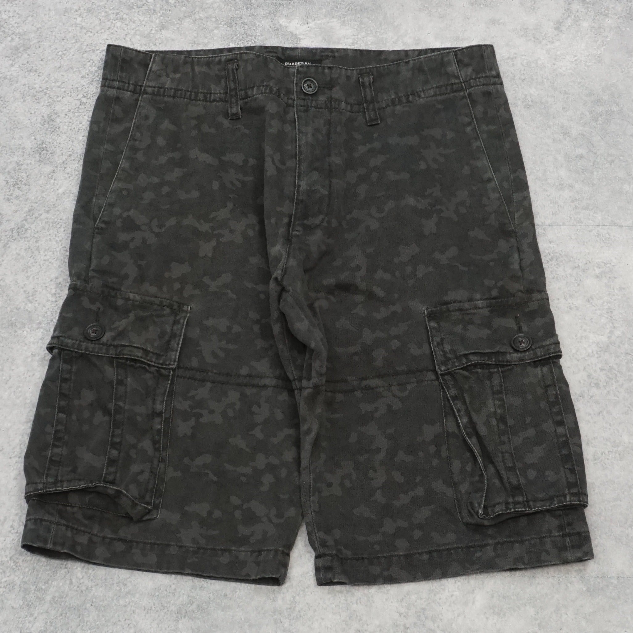 2000s Burberry Black Label Camo Cargo Shorts