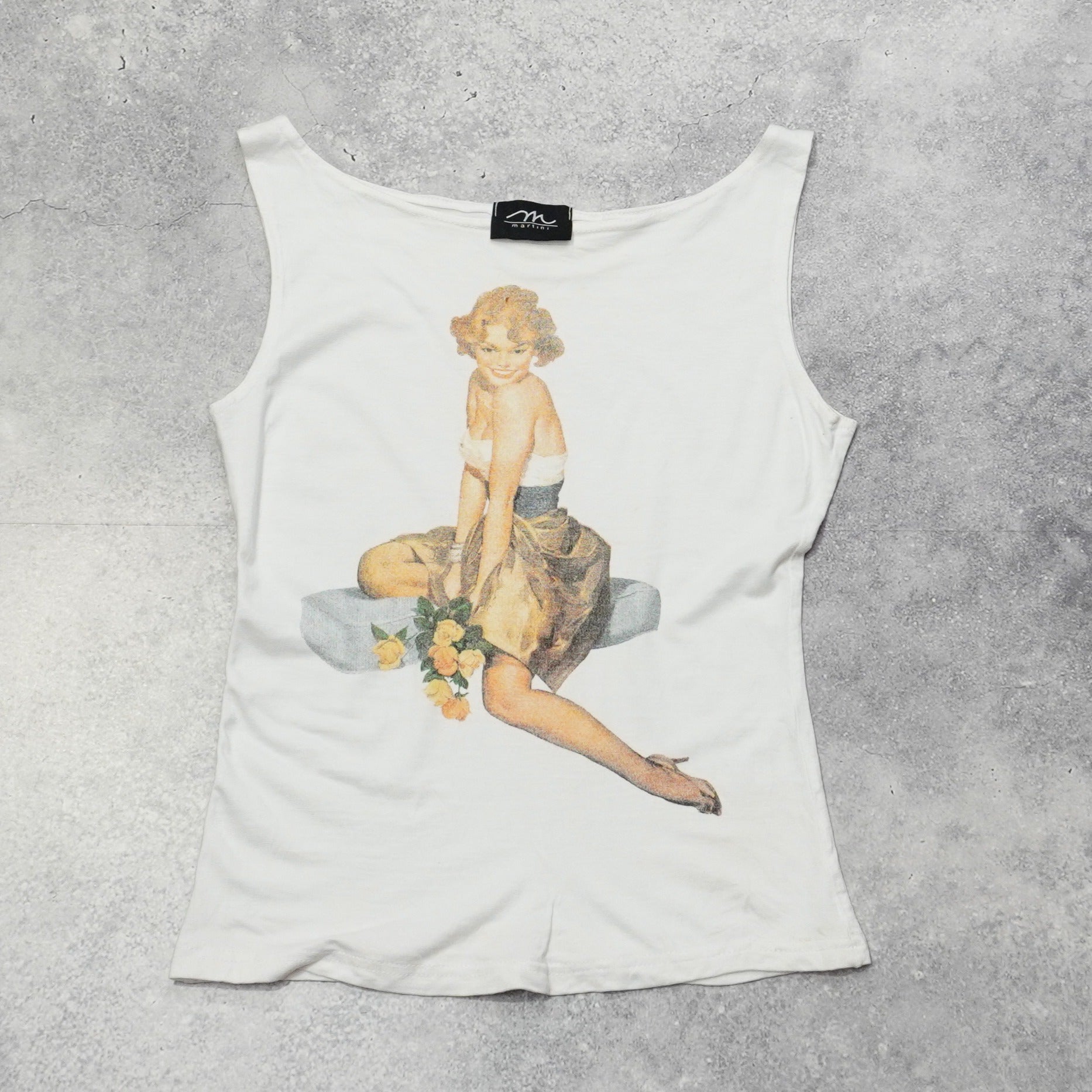 2000s Martini Graphic Print Tank Top
