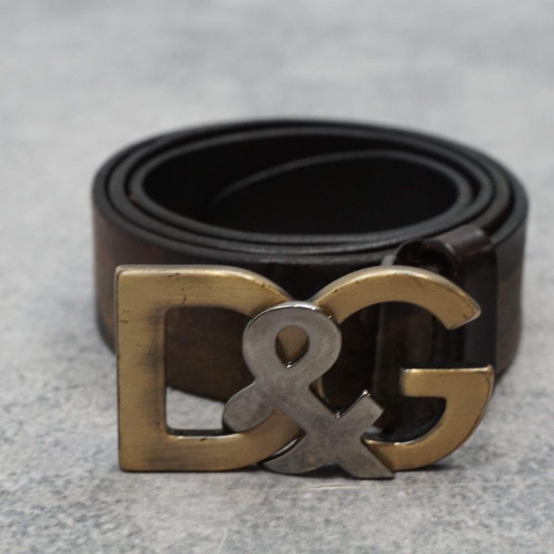 2000s Dolce & Gabbana Leather Logo Buckle Belt