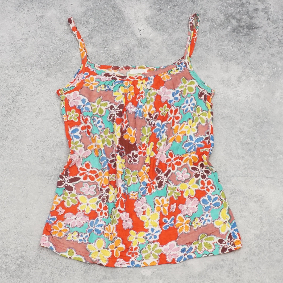 Blue Lovers Floral Glitter Cami Top